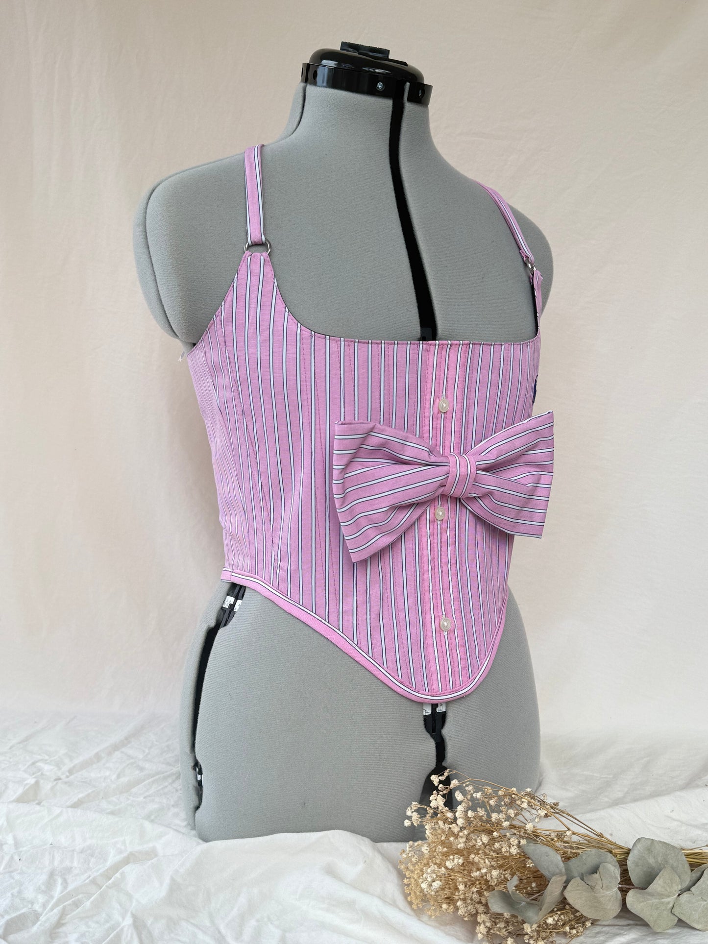 Reworked Pink Ralph Lauren cropped back lacing corset - S