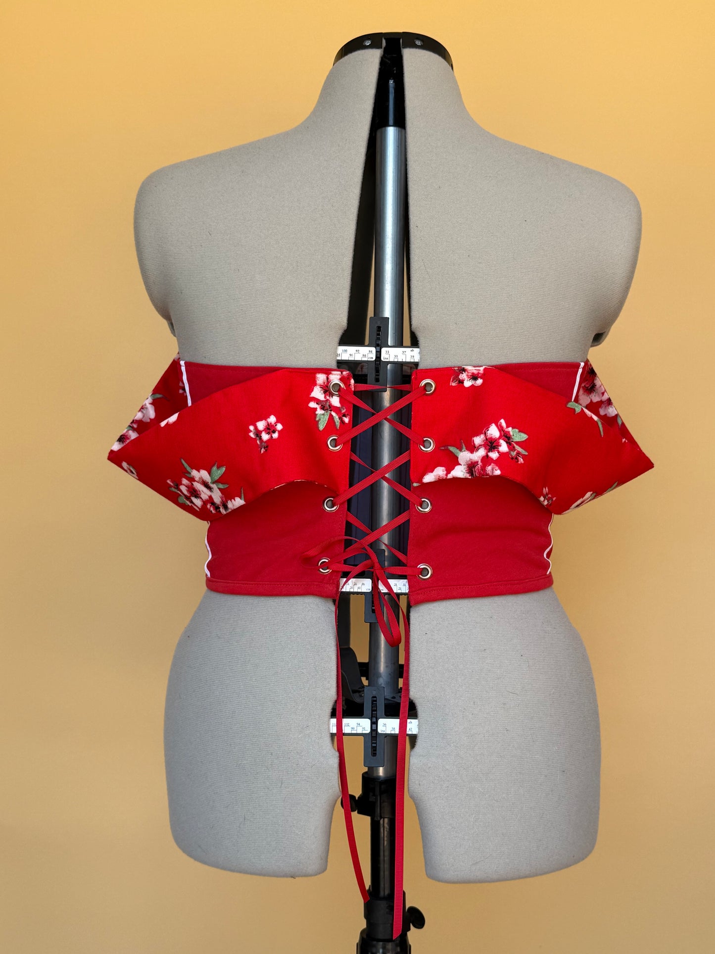 Reworked Ferrari floral off the shoulder corset with matching bag - M/L