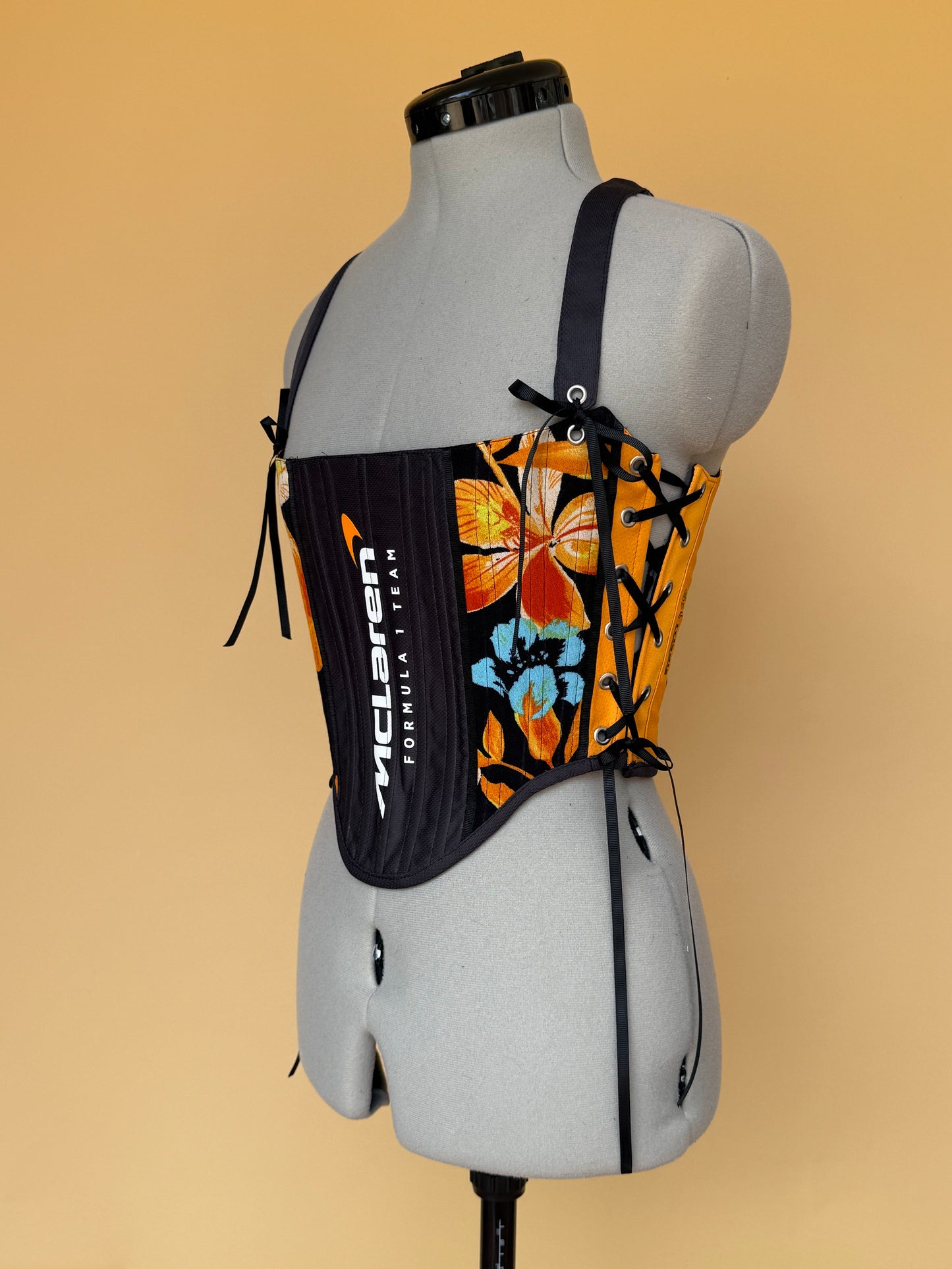 Reworked McLaren floral side lacing corset -XS-S