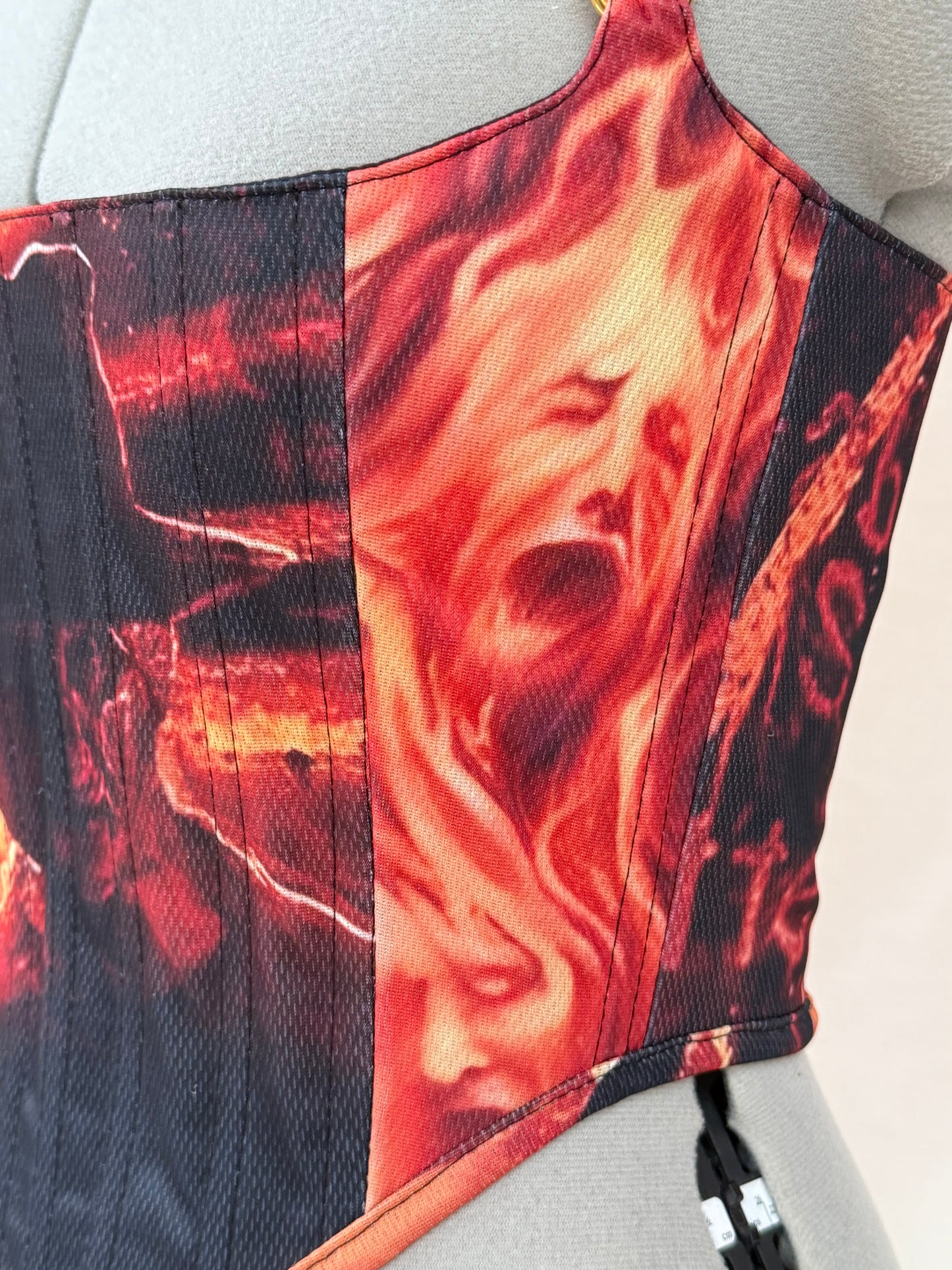 Reworked Freddy Krueger cropped back lacing corset - XS-S