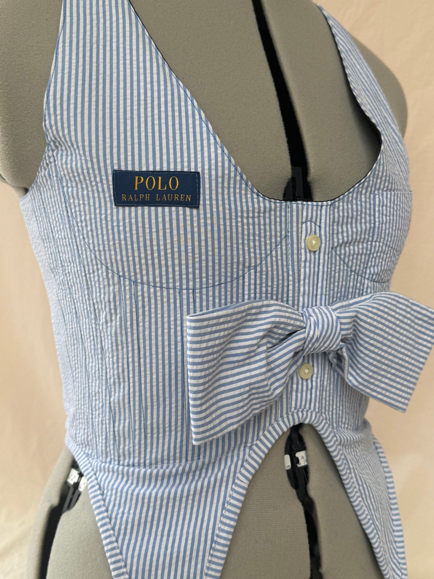 Reworked Ralph Lauren cropped waist coat back lacing corset - S