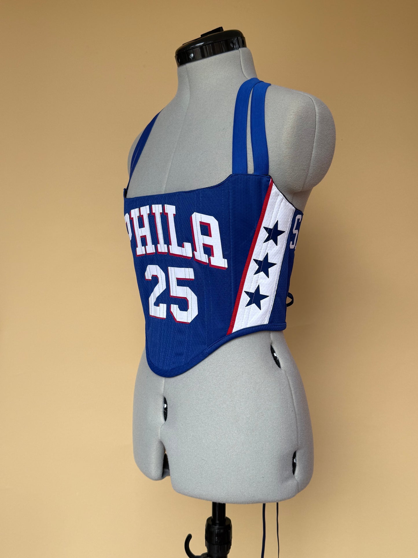 Reworked Philadelphia Phillies cropped back lacing corset - XS/S