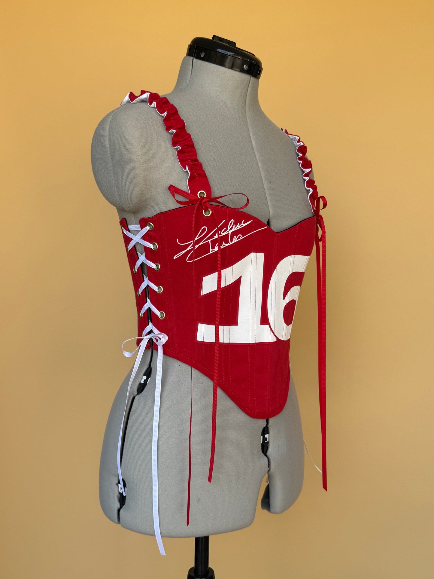 Reworked Charles Leclerc cropped side lacing corset - S