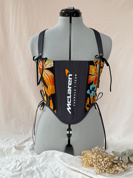 Reworked McLaren floral side lacing corset -XS-S