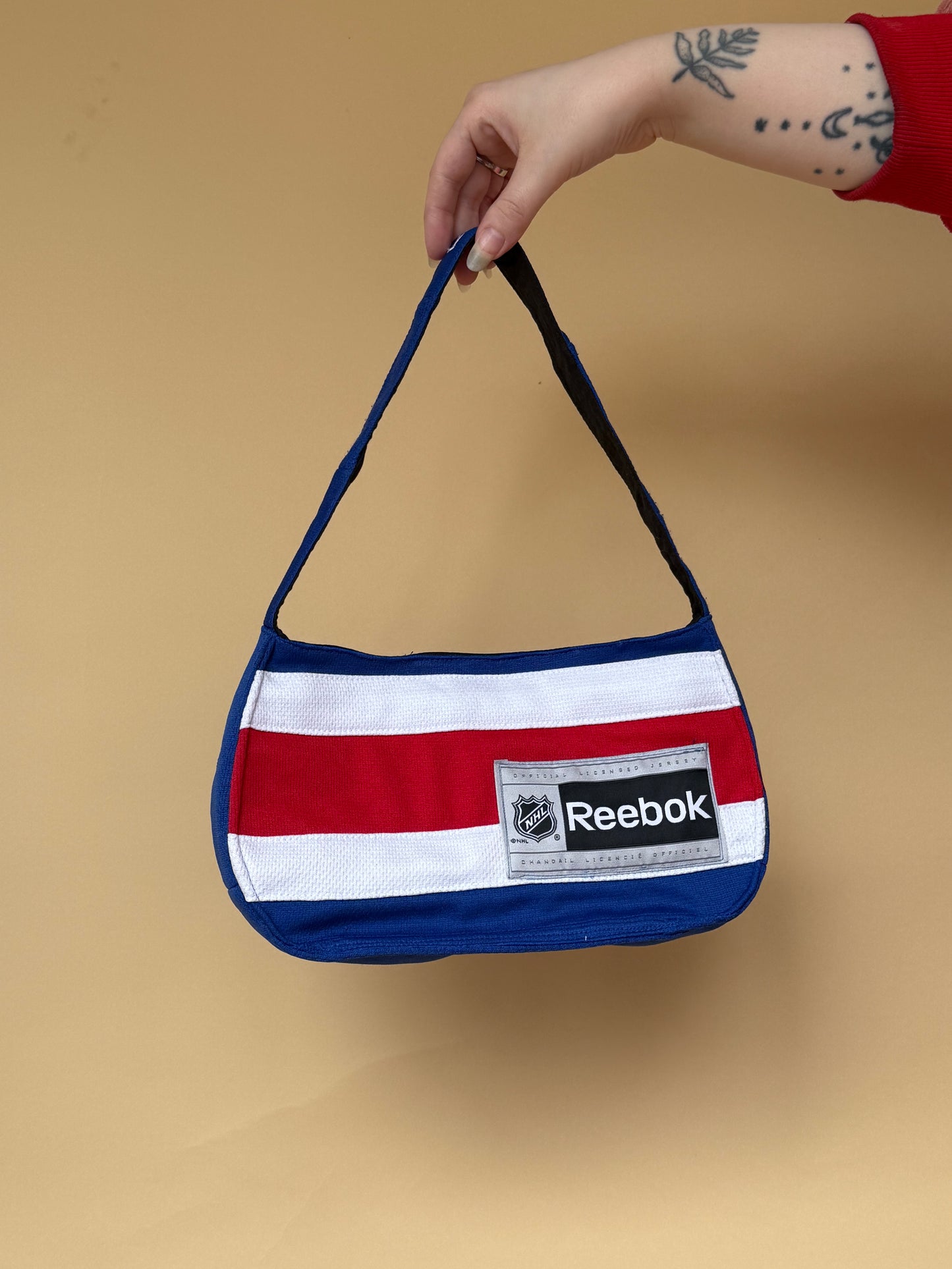 Reworked New York Rangers cropped back lacing corset - M