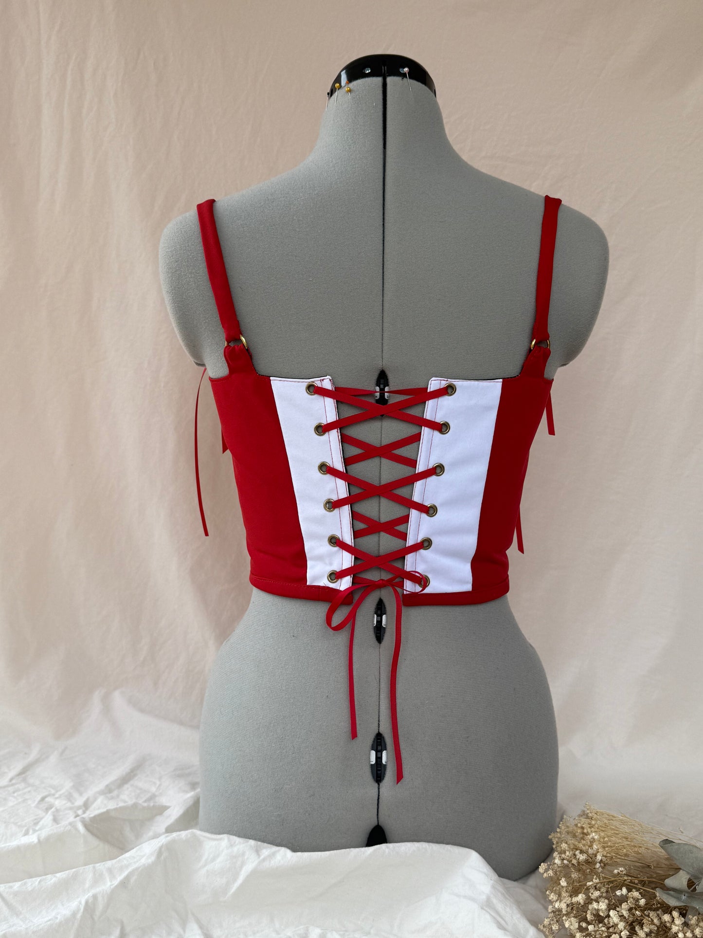 Reworked Arsenal cropped back lacing corset - XS