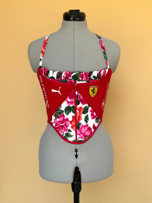 Reworked Ferrari floral ruffle corset -XXS-XS
