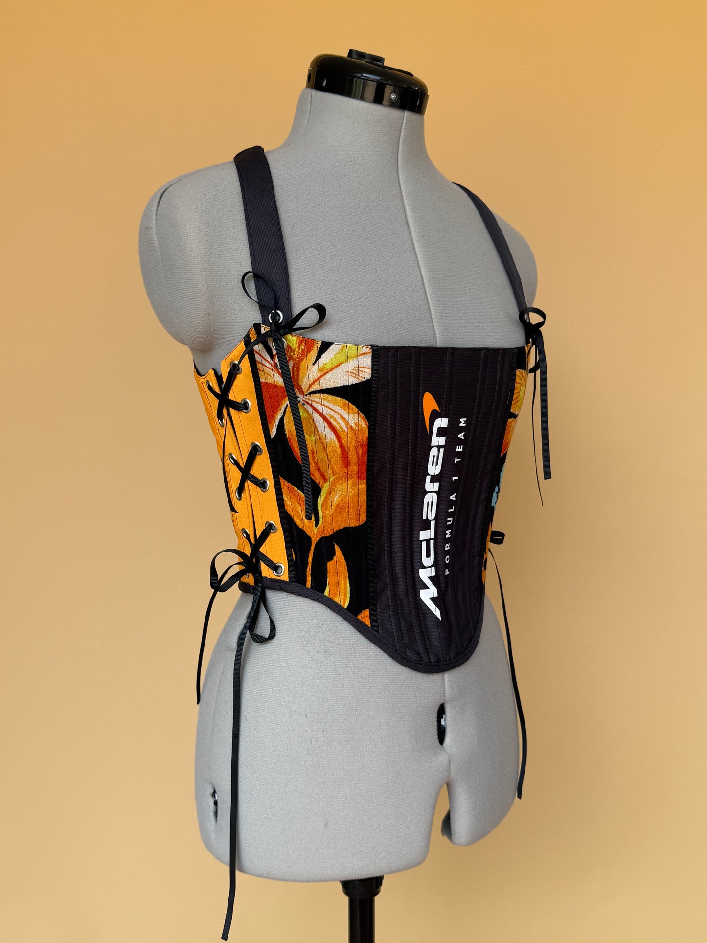 Reworked McLaren floral side lacing corset -XS-S