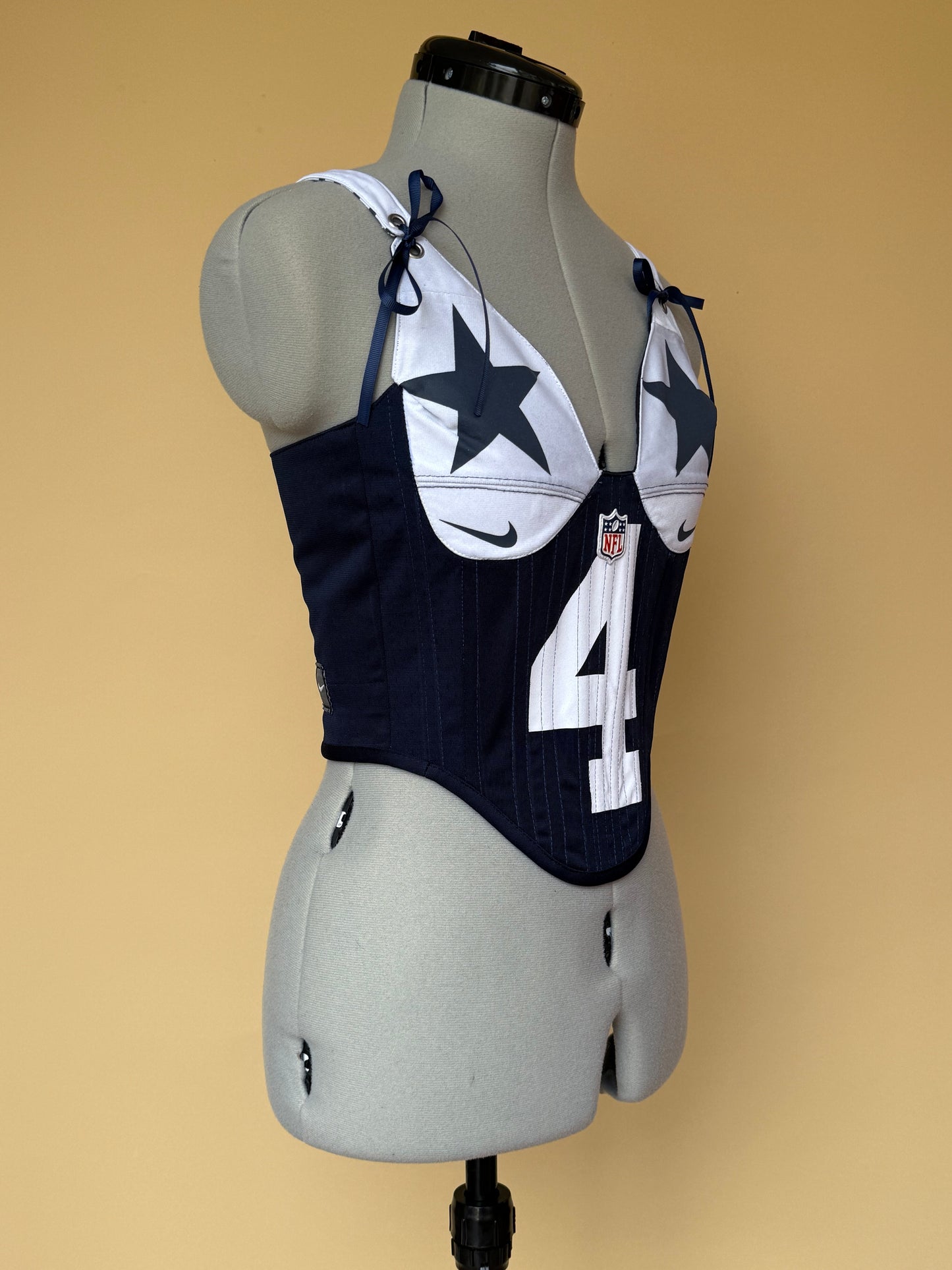 Reworked Dallas Cowboys cropped back lacing corset - XS