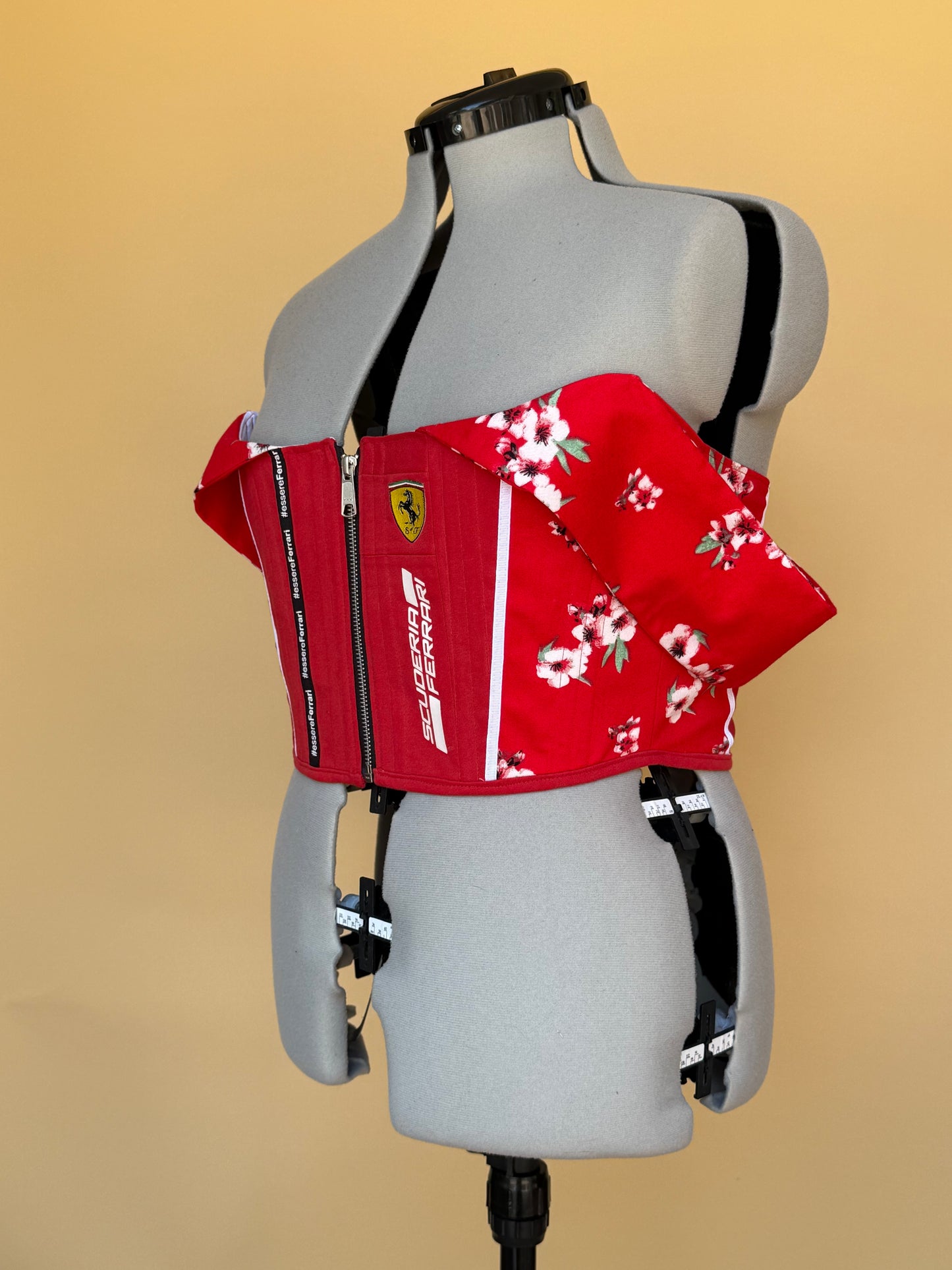 Reworked Ferrari floral off the shoulder corset with matching bag - M/L