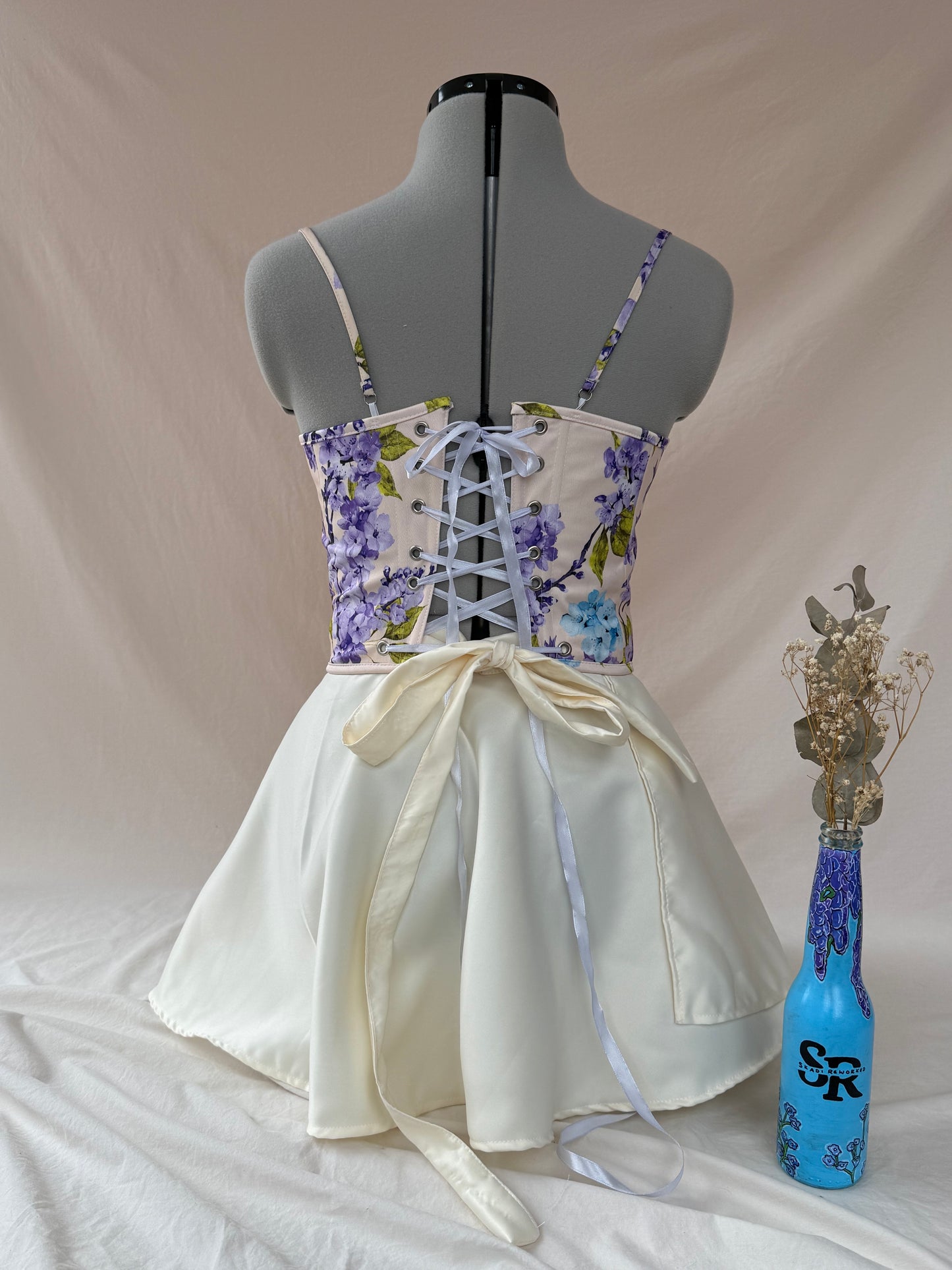 Reworked Wisteria back lacing corset with Mini Ballerina wrap skirt - XS/S