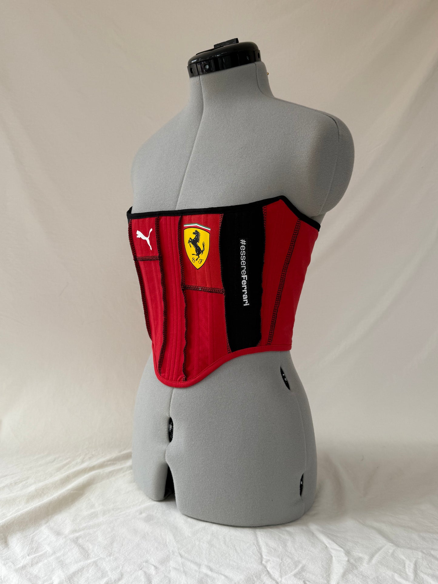 Reworked Ferrari cropped exposed seam corset - XS