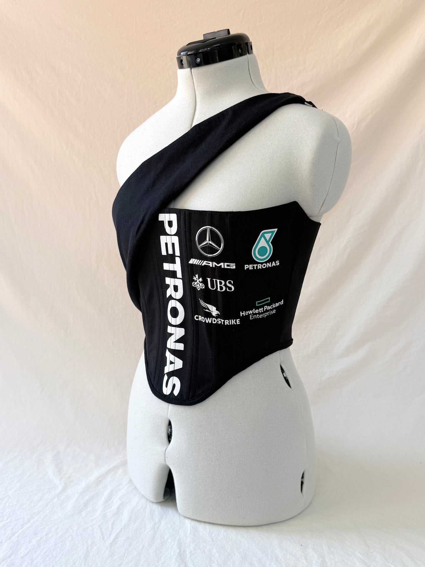 Mercedes Reworked cropped one shoulder corset -XS-S