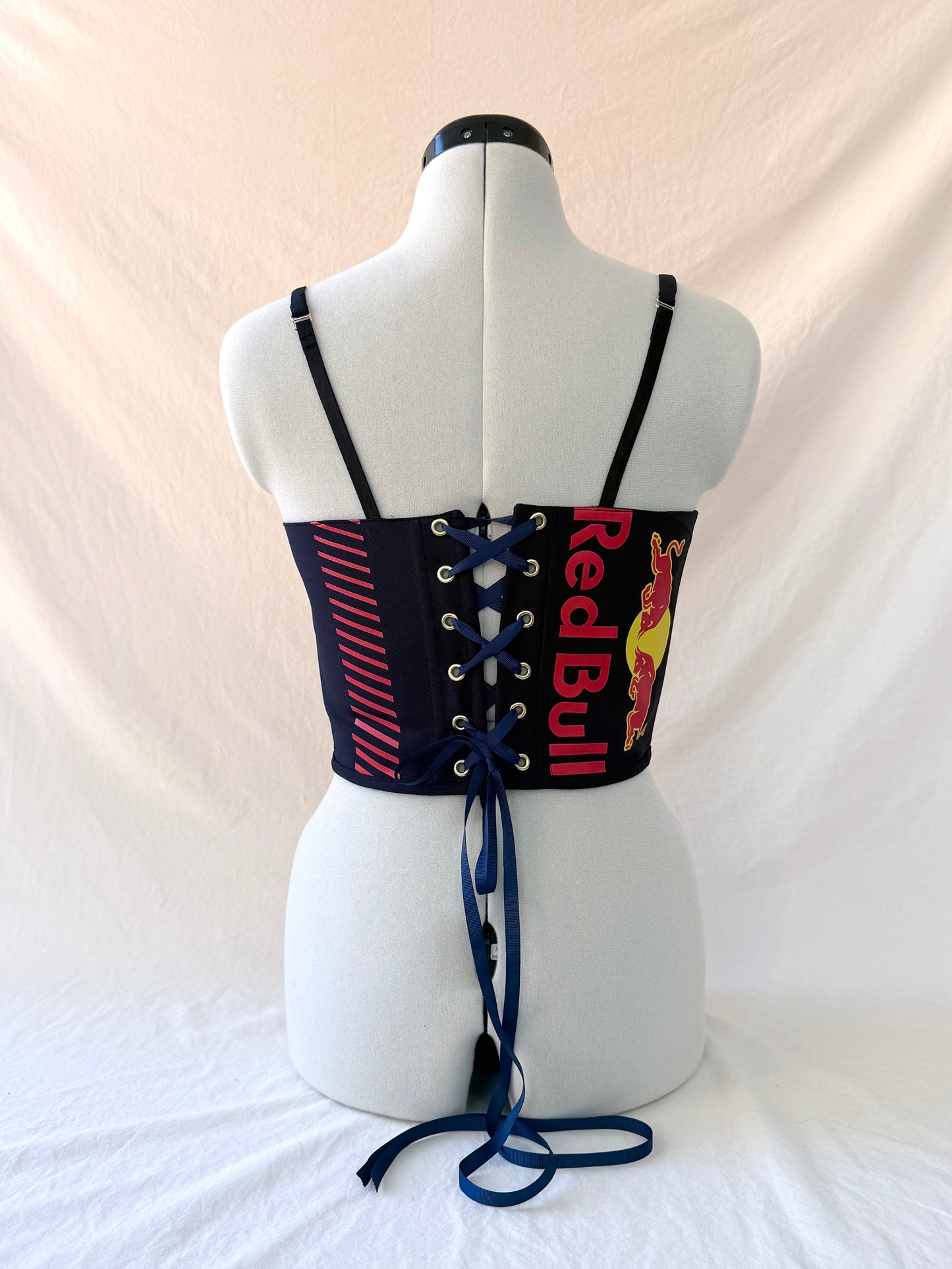 RedBull reworked cropped back lacing corset - XS-S