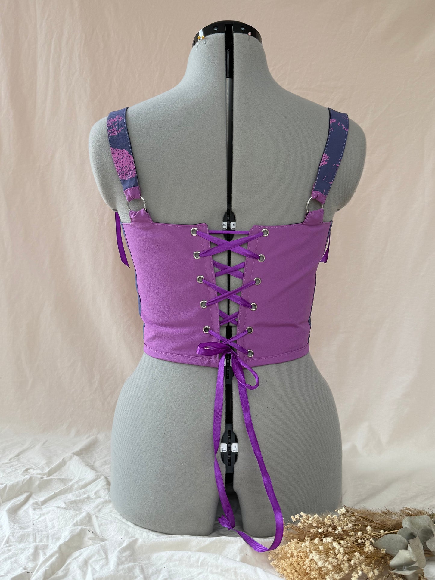 Reworked Purple Puma Cropped back lacing corset - XS/S