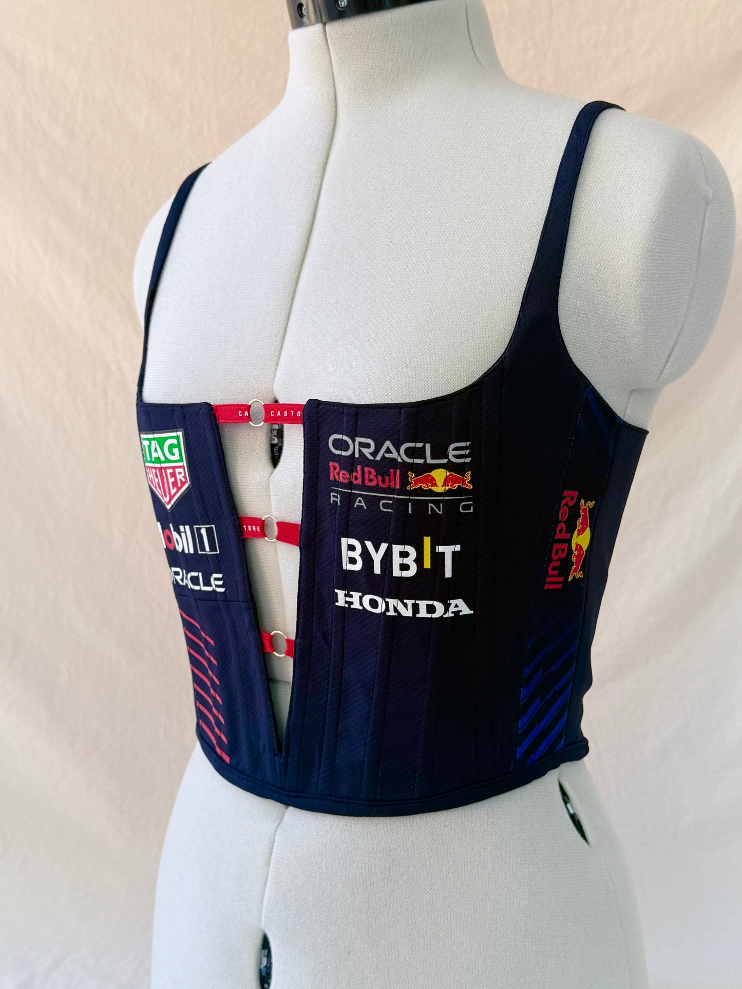 RedBull reworked cropped back lacing corset - XS-S