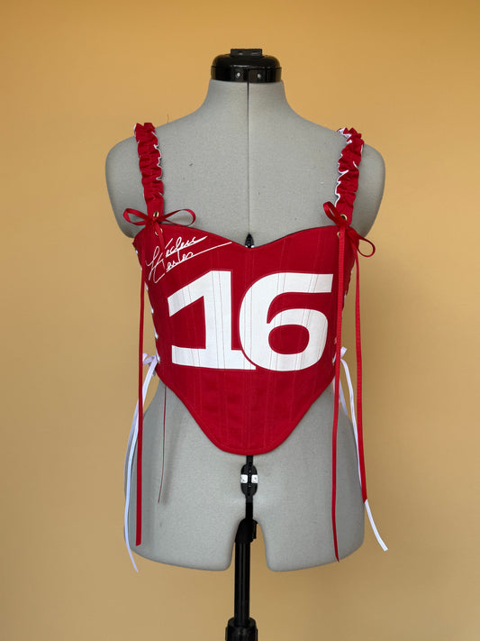 Reworked Charles Leclerc cropped side lacing corset - S