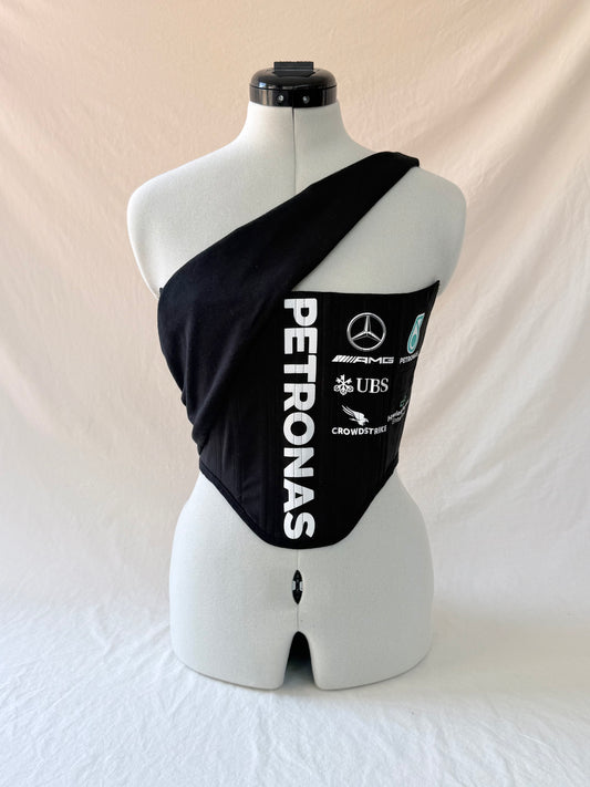 Mercedes Reworked cropped one shoulder corset -XS-S