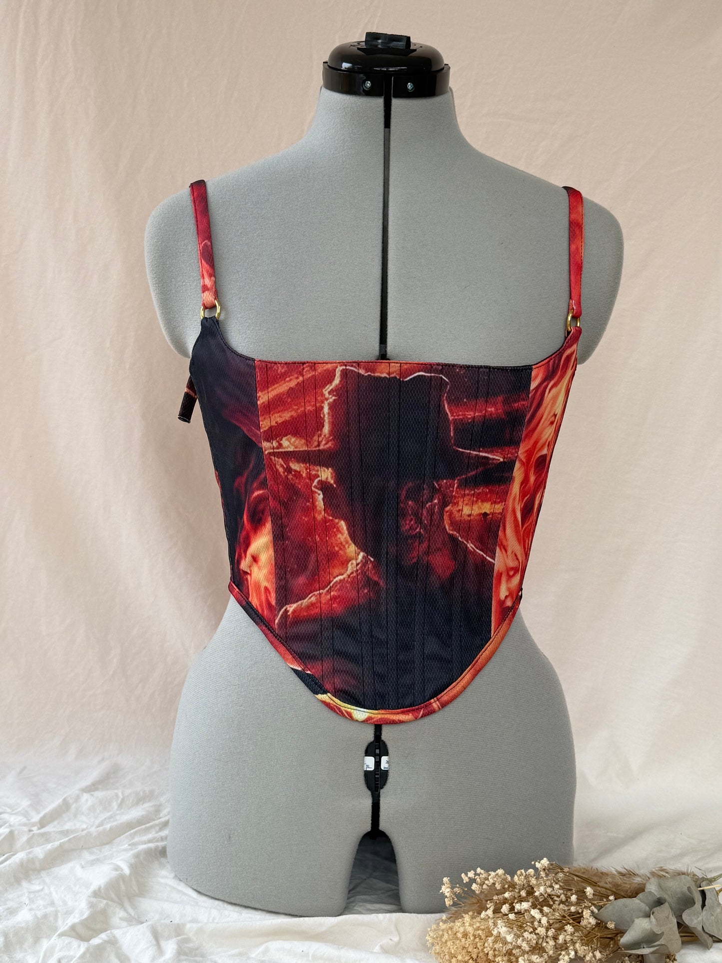 Reworked Freddy Krueger cropped back lacing corset - XS-S