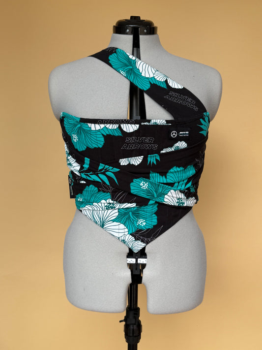 Reworked Mercedes Silver Arrows Corset with Matching Shoulder Bag - M