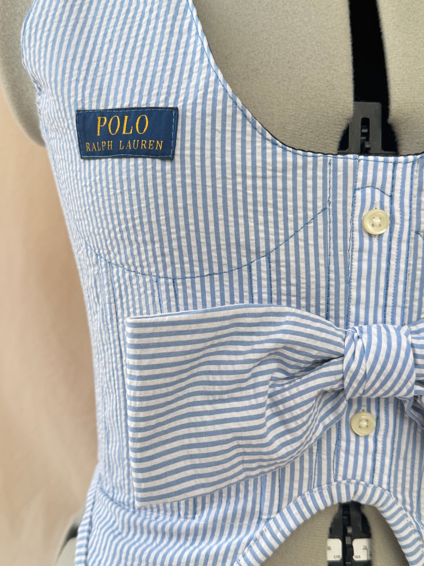 Reworked Ralph Lauren cropped waist coat back lacing corset - S