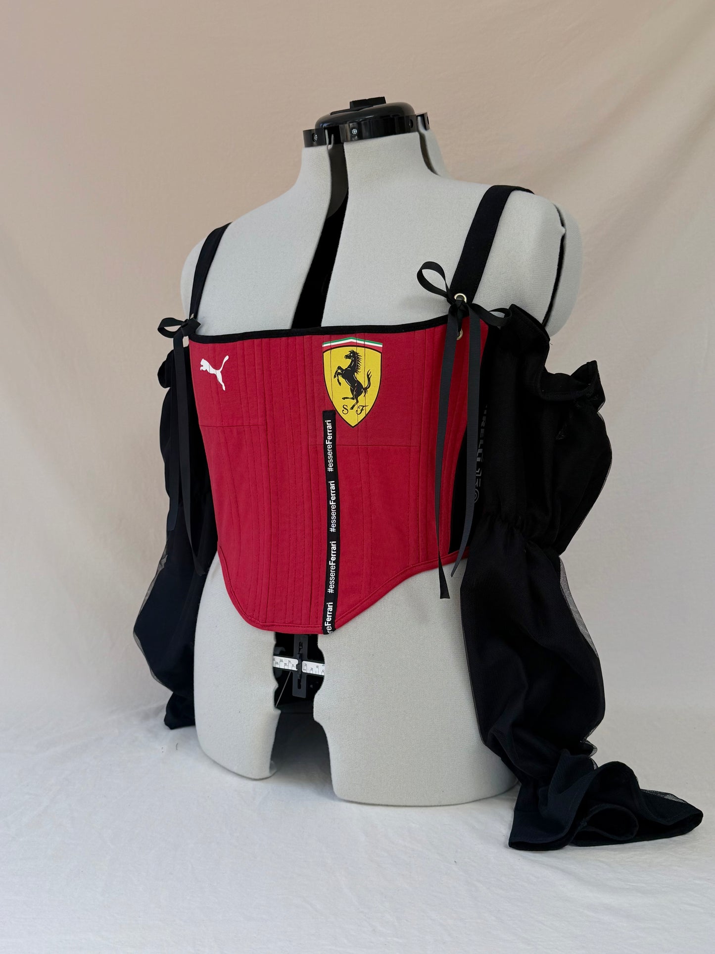 Ferrari Reworked back lacing corset with off the shoulder long sleeve - Size L