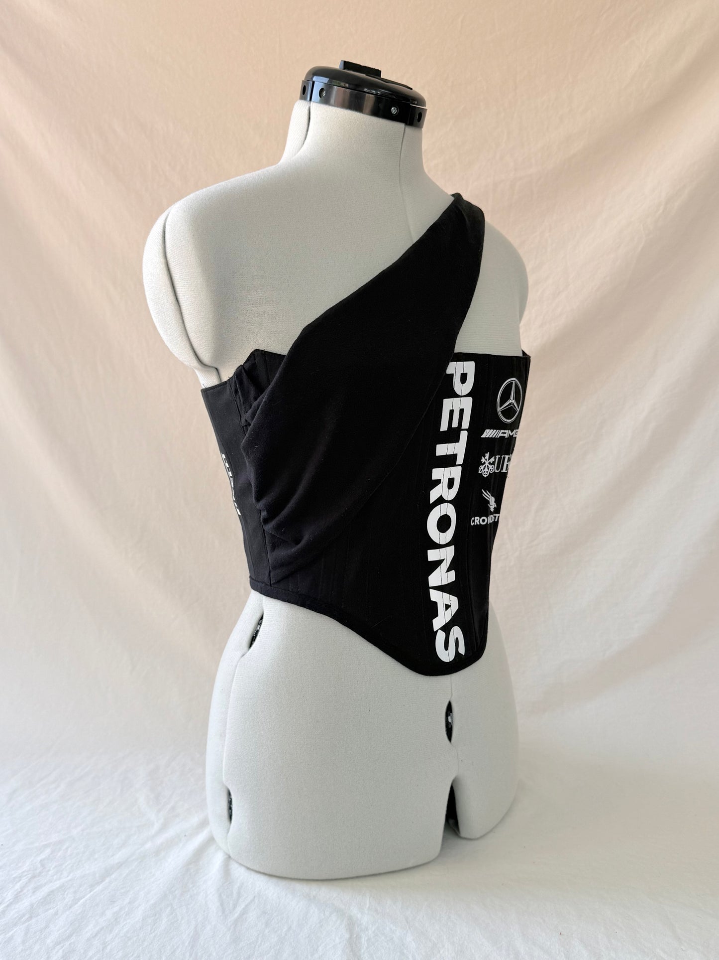 Mercedes Reworked cropped one shoulder corset -XS-S