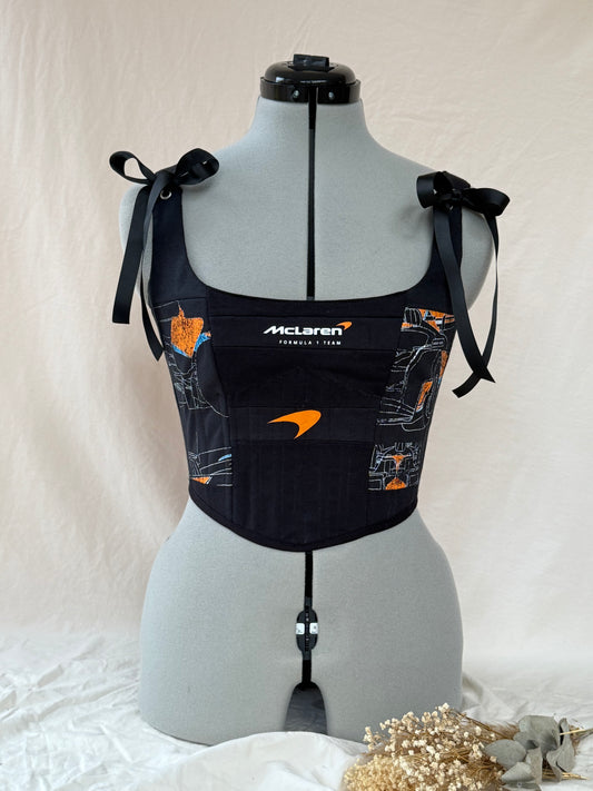 Reworked McLaren cropped back lacing corset - S