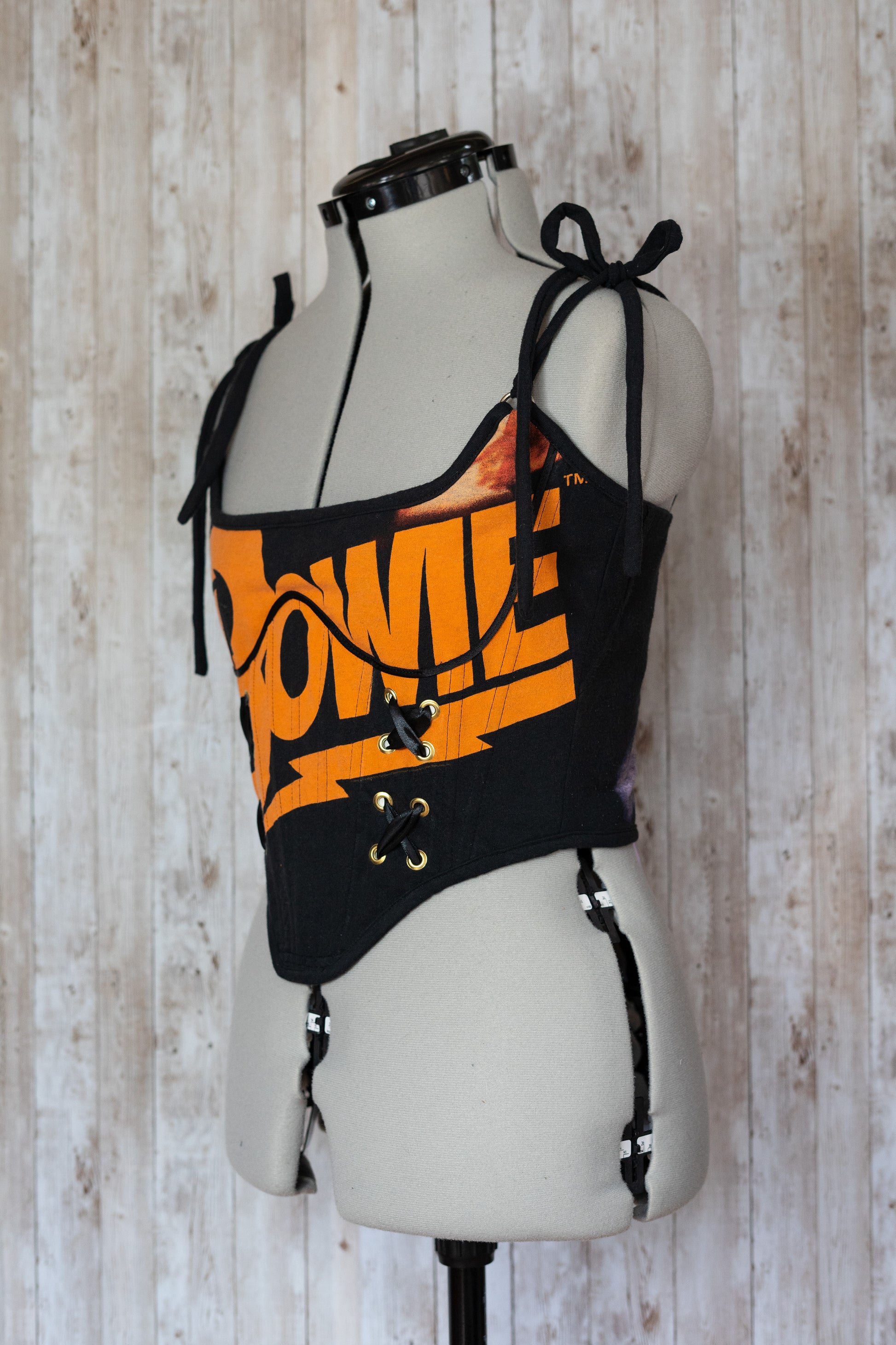 Guns n Roses reworked cropped back lacing corset - S – Skadi Reworked