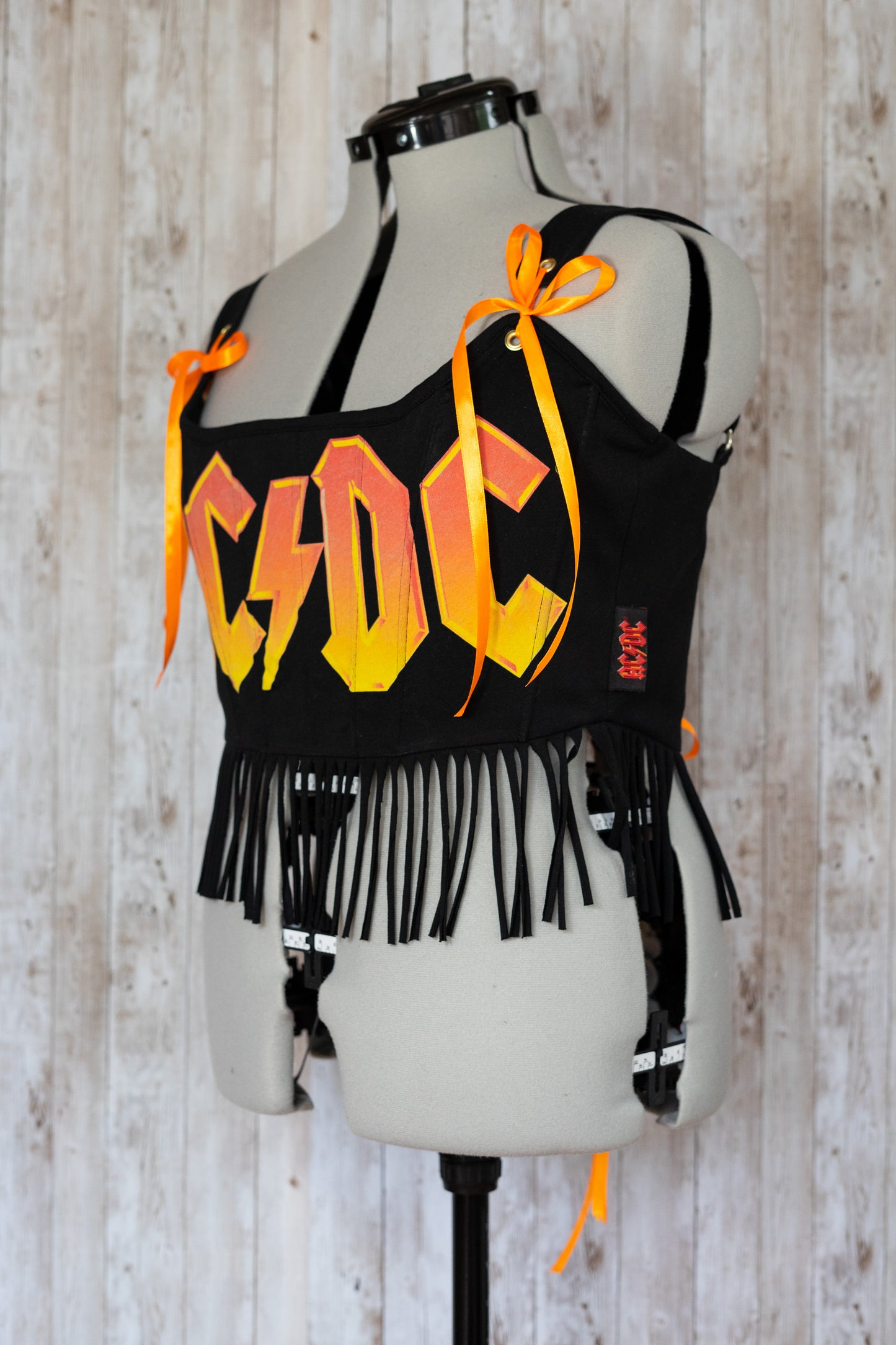 ACDC reworked cropped back lacing corset - M