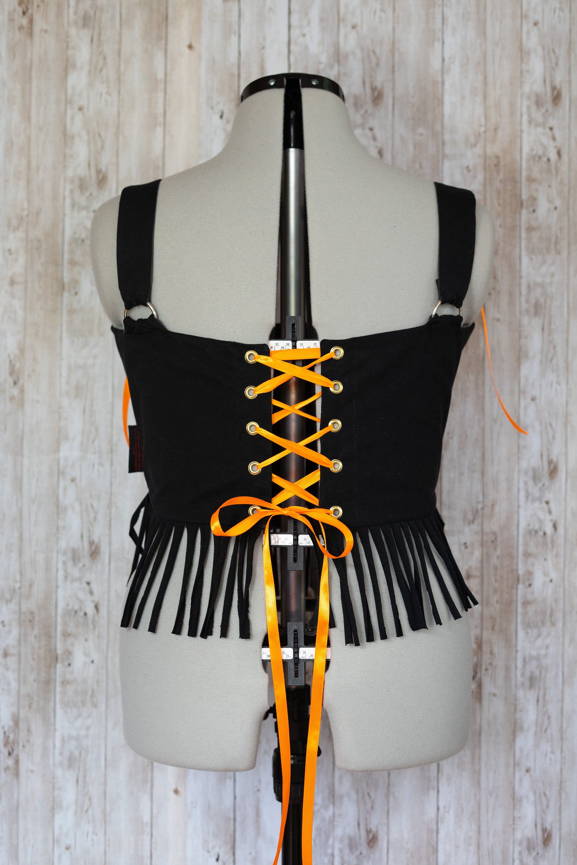 ACDC reworked cropped back lacing corset - M – Skadi Reworked