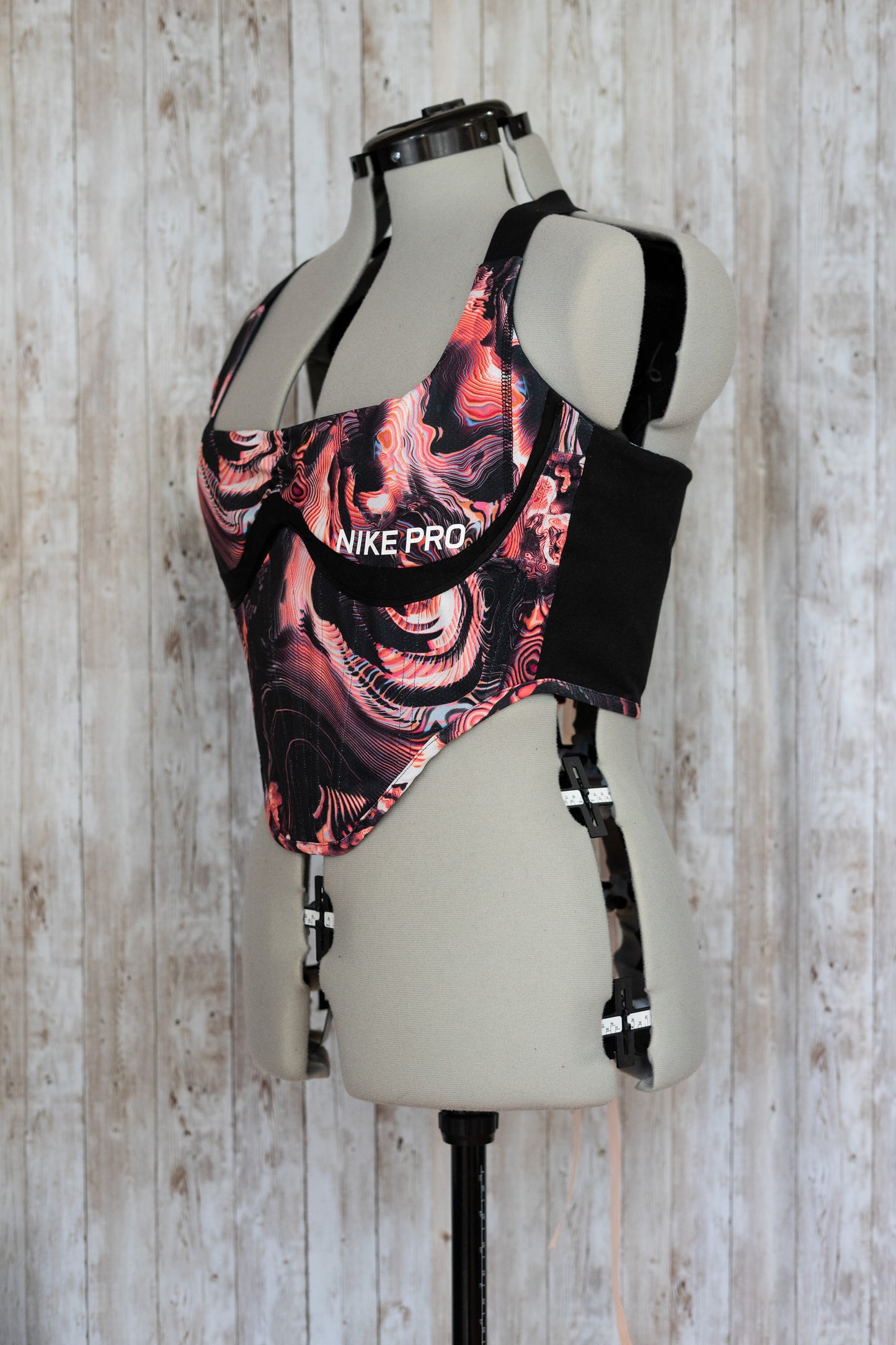 Reworked Nike cropped halter neck back lacing corset - M