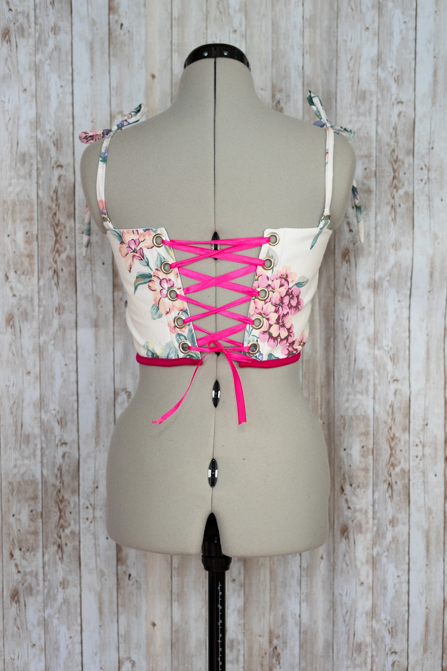 Reworked Nike floral cropped back lacing corset - XS