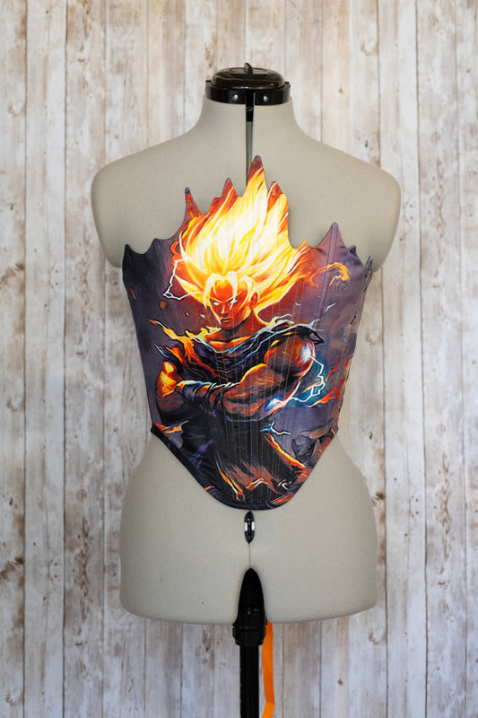 Reworked Goku cropped back lacing corset - XS/S