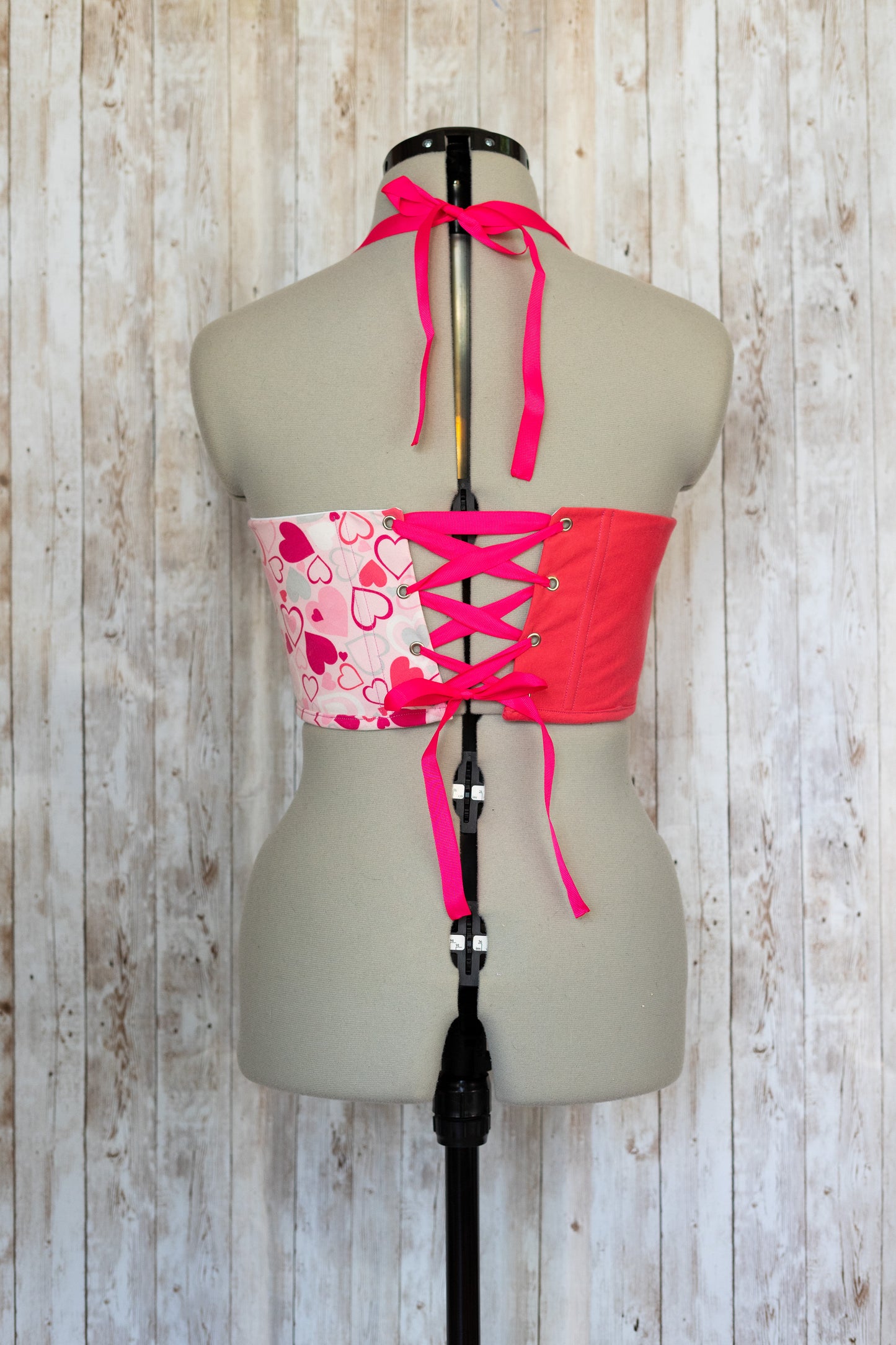 Reworked Barbie cropped back lacing heart corset - XS/S