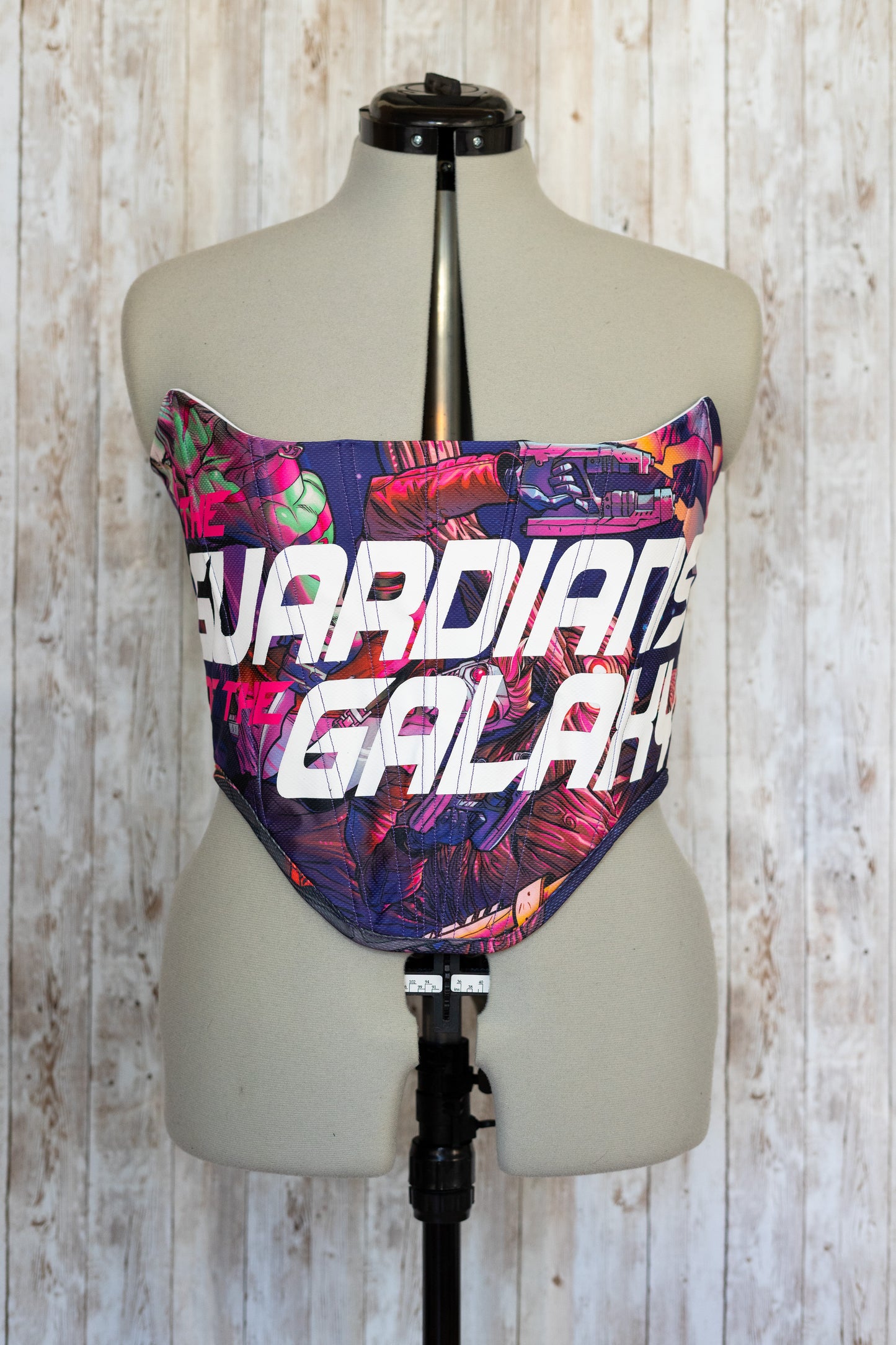 Reworked Guardians of the Galaxy cropped elastic back corset - M