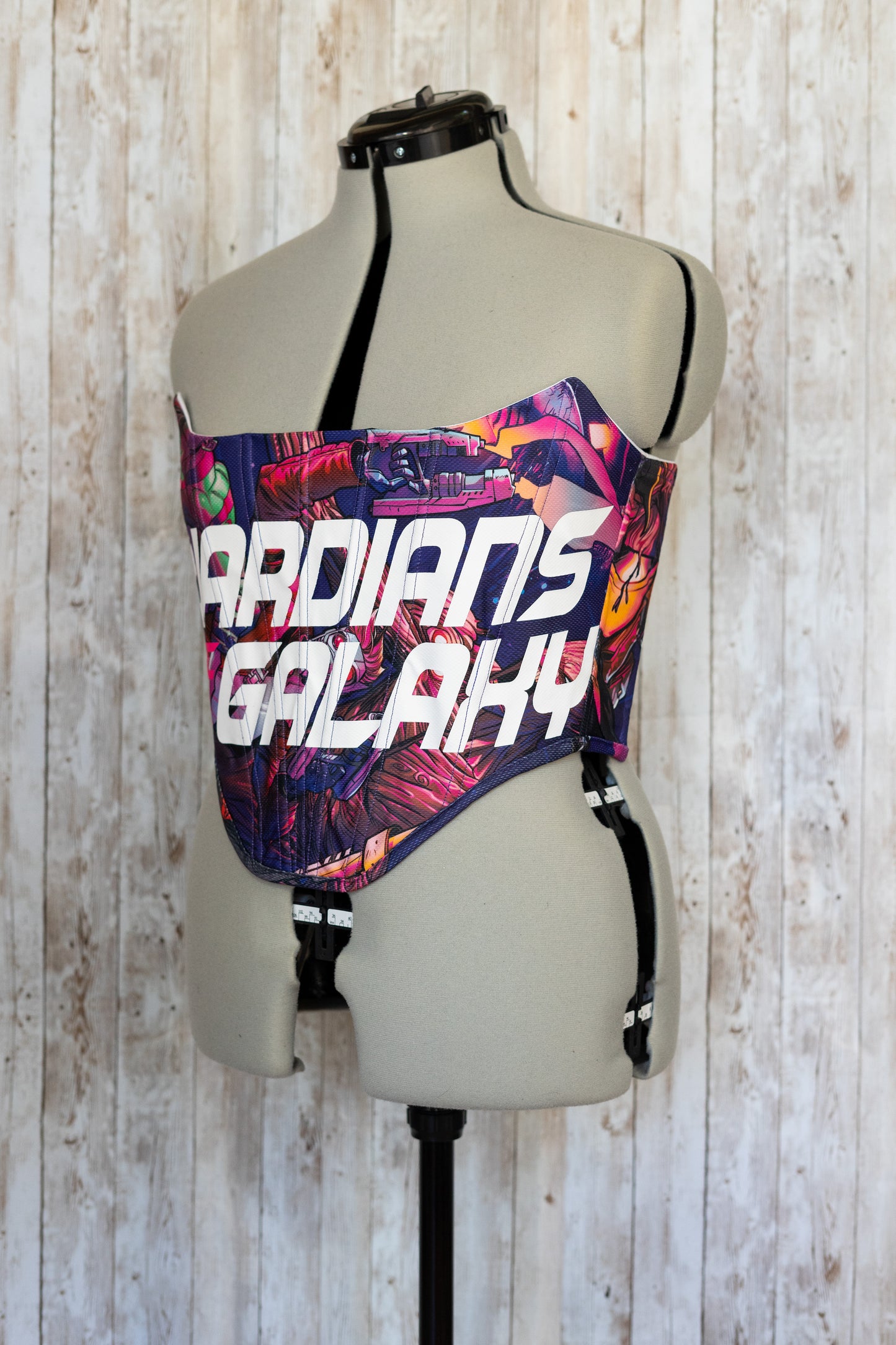 Reworked Guardians of the Galaxy cropped elastic back corset - M