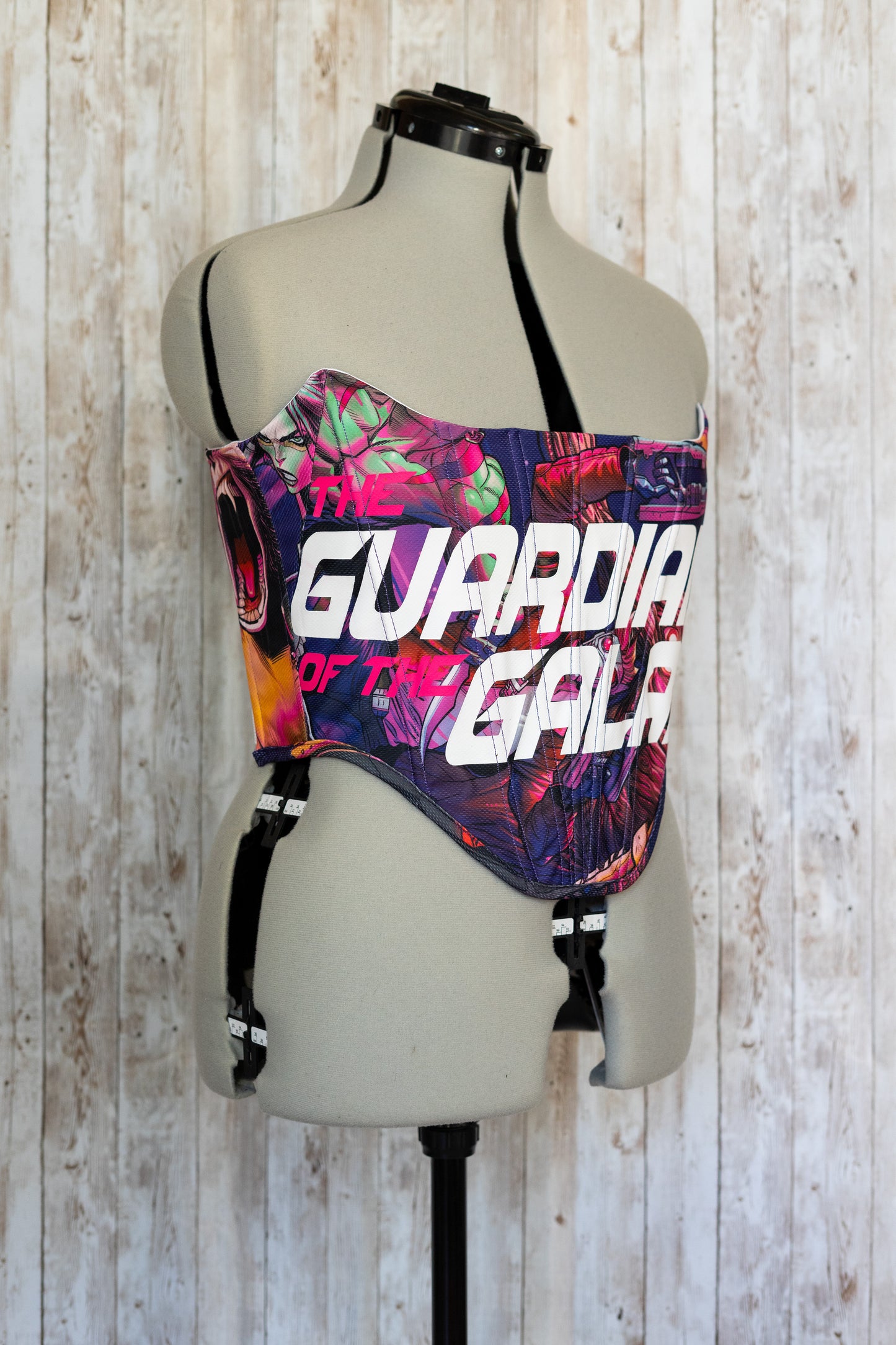 Reworked Guardians of the Galaxy cropped elastic back corset - M