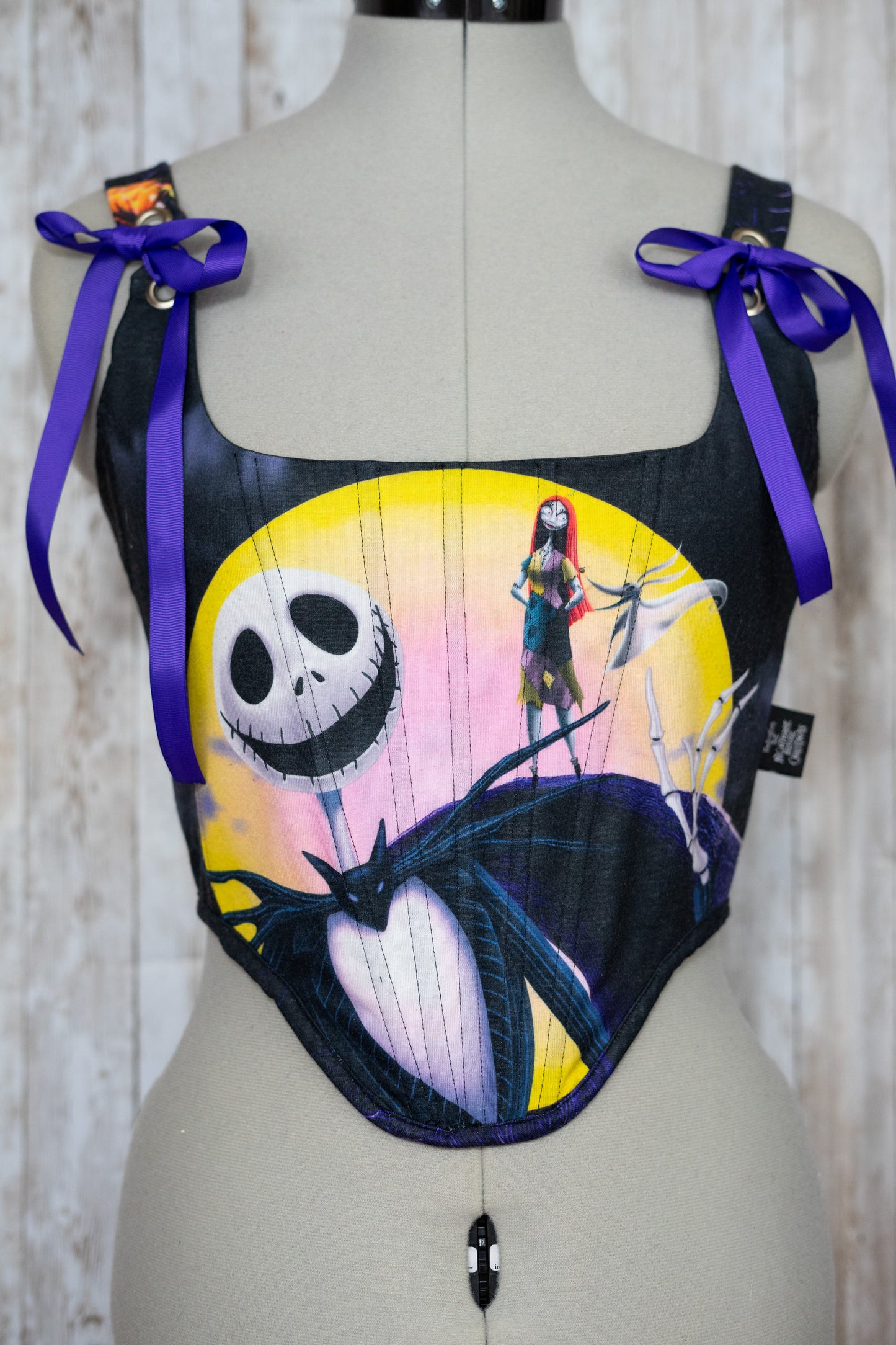 Reworked Nightmare before Christmas cropped back lacing corset - XS/S