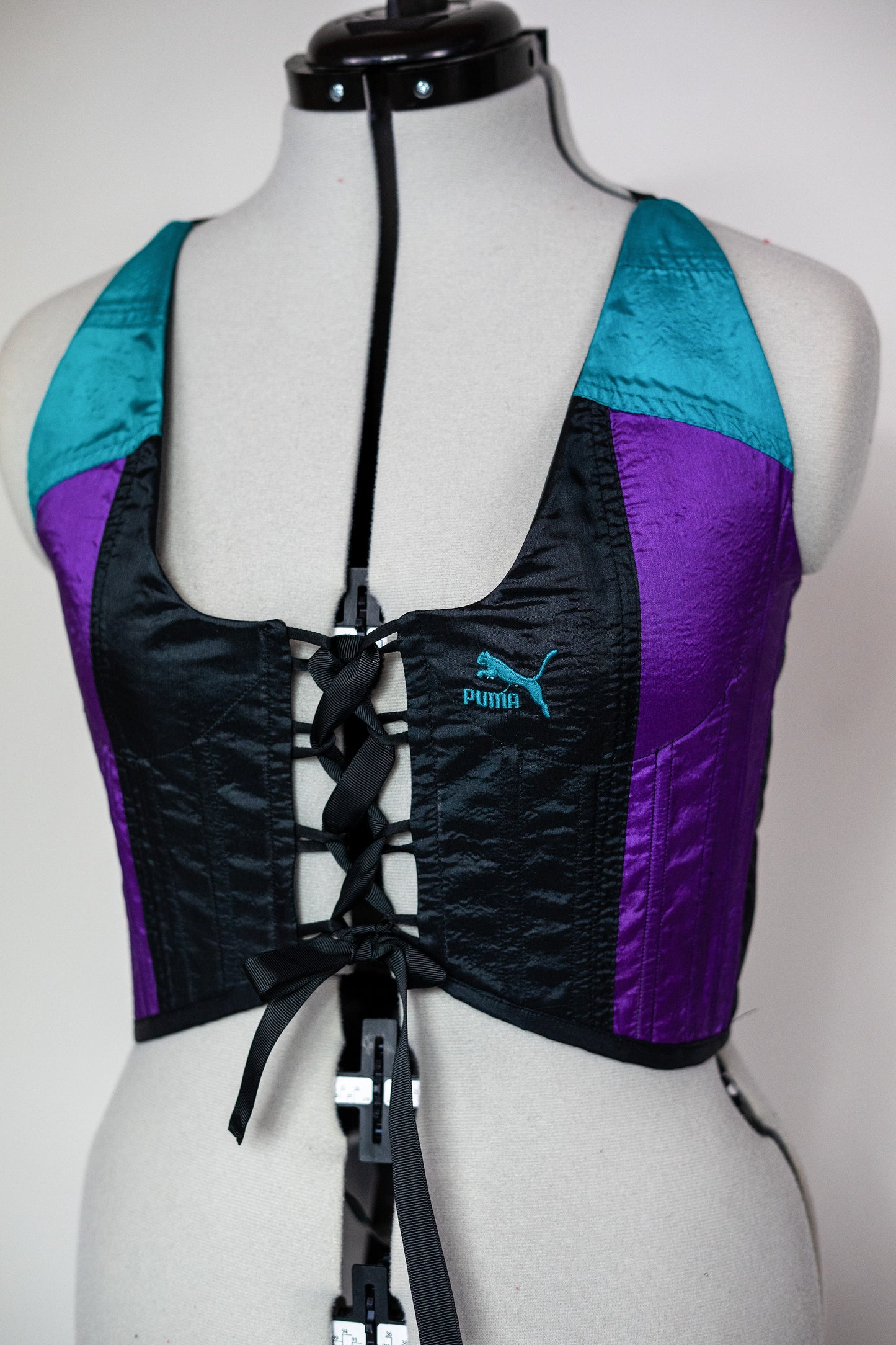 Reworked Puma Front lacing cropped corset - S/M