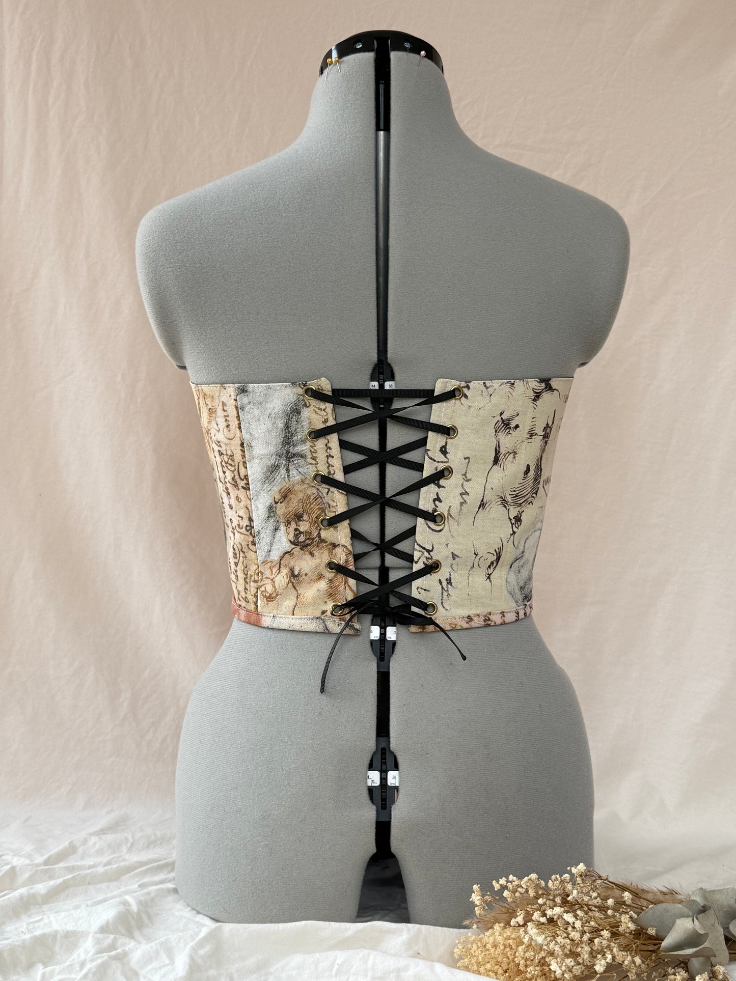 Reworked London Museum cropped back lacing corset - XS/S