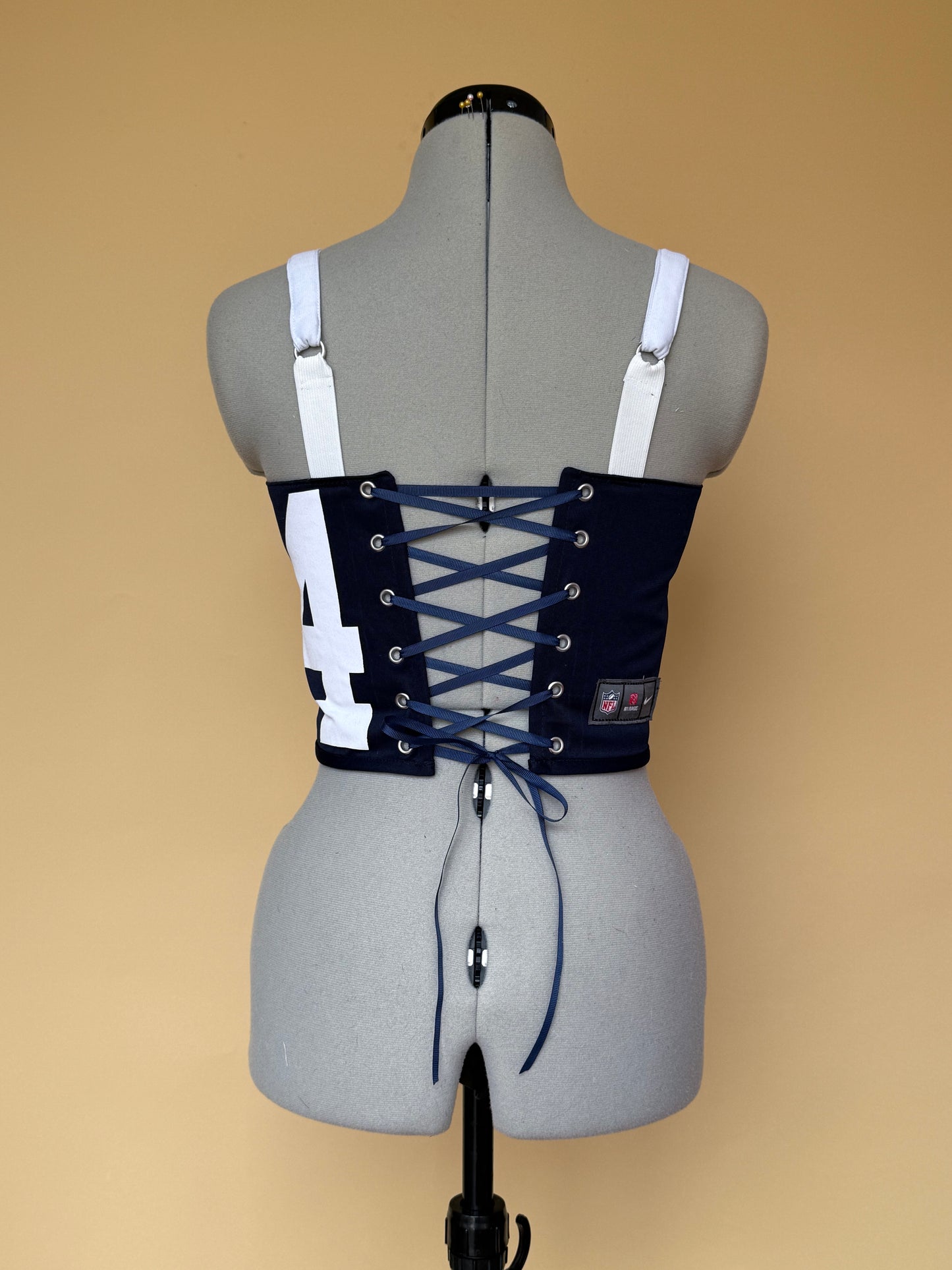 Reworked Dallas Cowboys cropped back lacing corset - XS