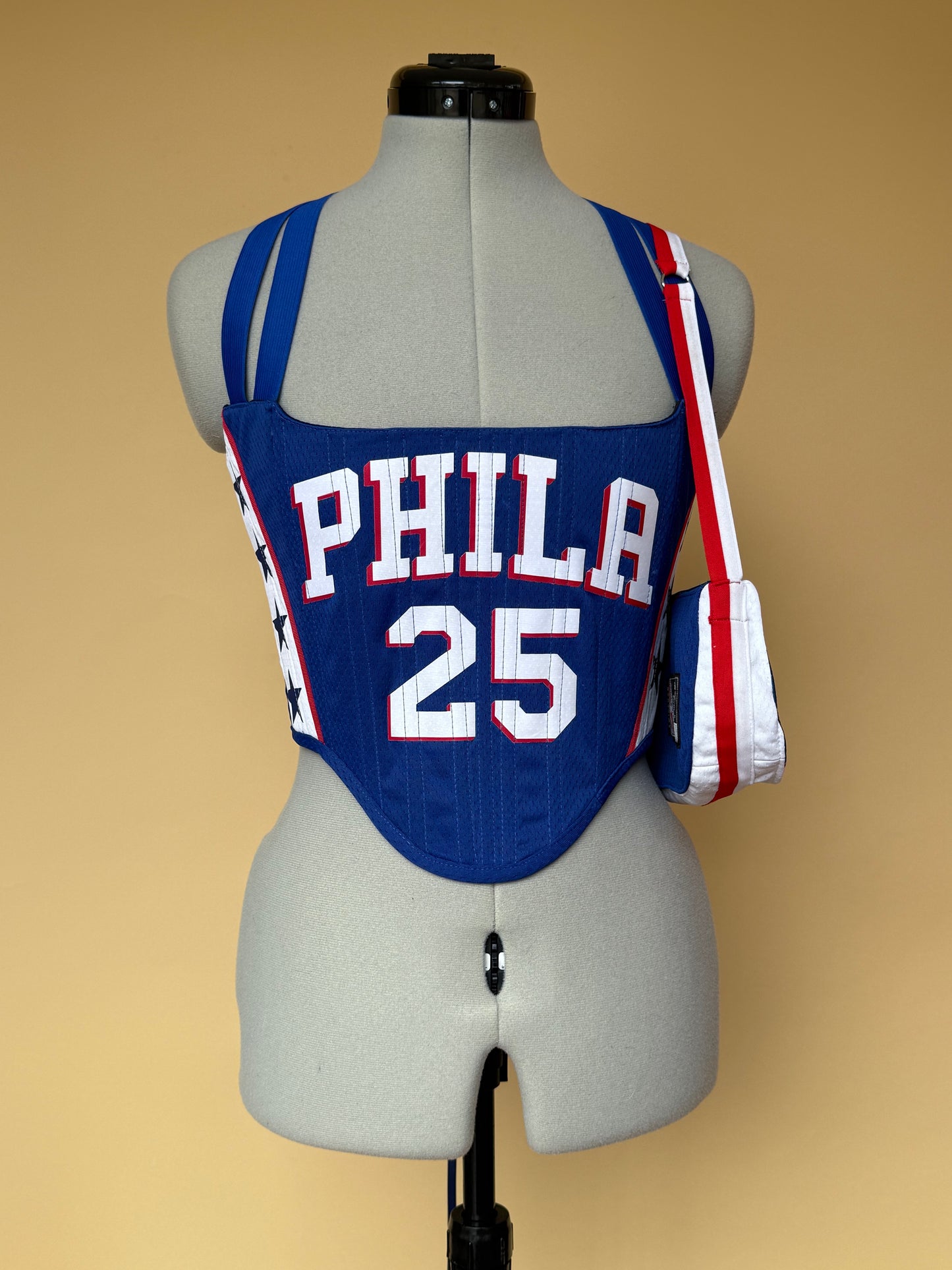 Reworked Philadelphia Phillies cropped back lacing corset - XS/S