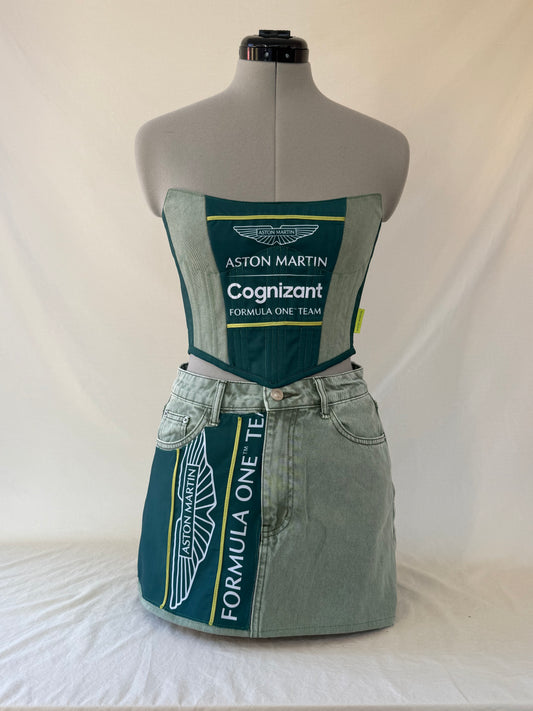 Reworked Aston Martin Corset and skirt set - XS