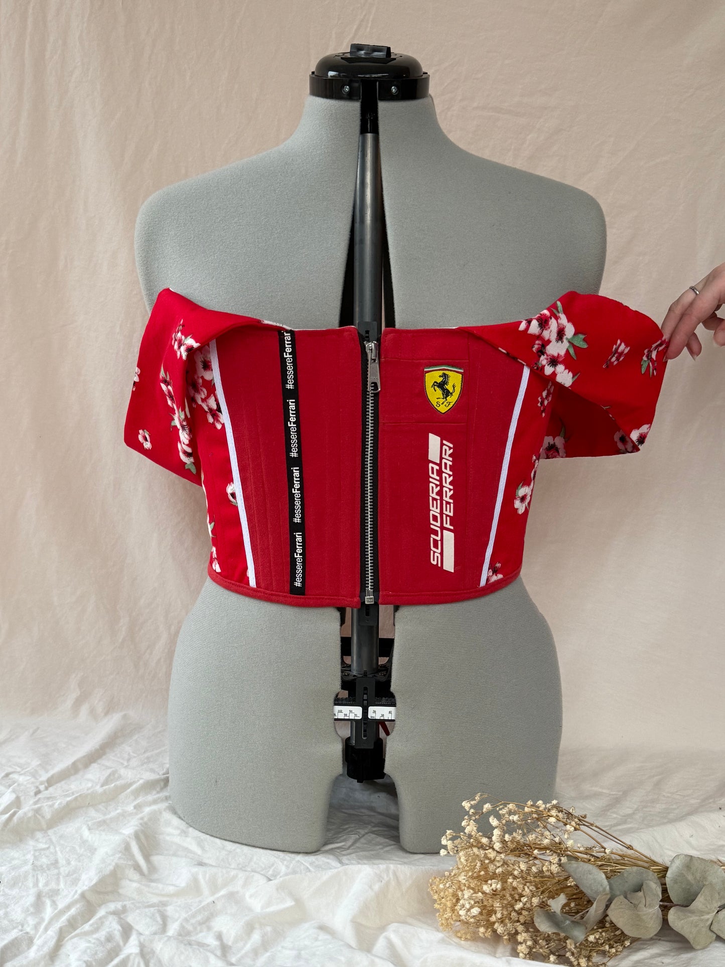 Reworked Ferrari floral off the shoulder corset - M/L