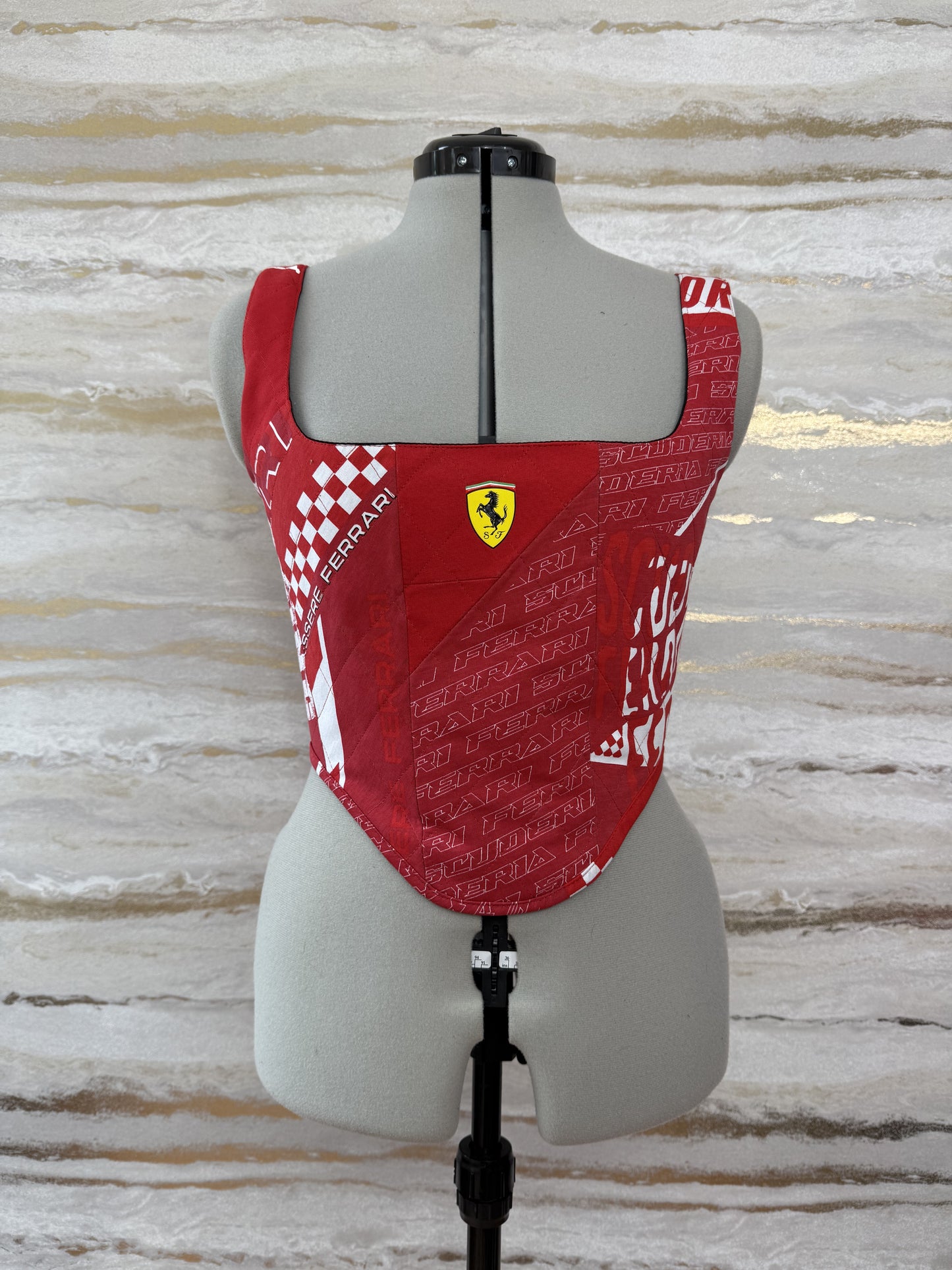 Reworked Ferrari cropped Quilted corset style top - S