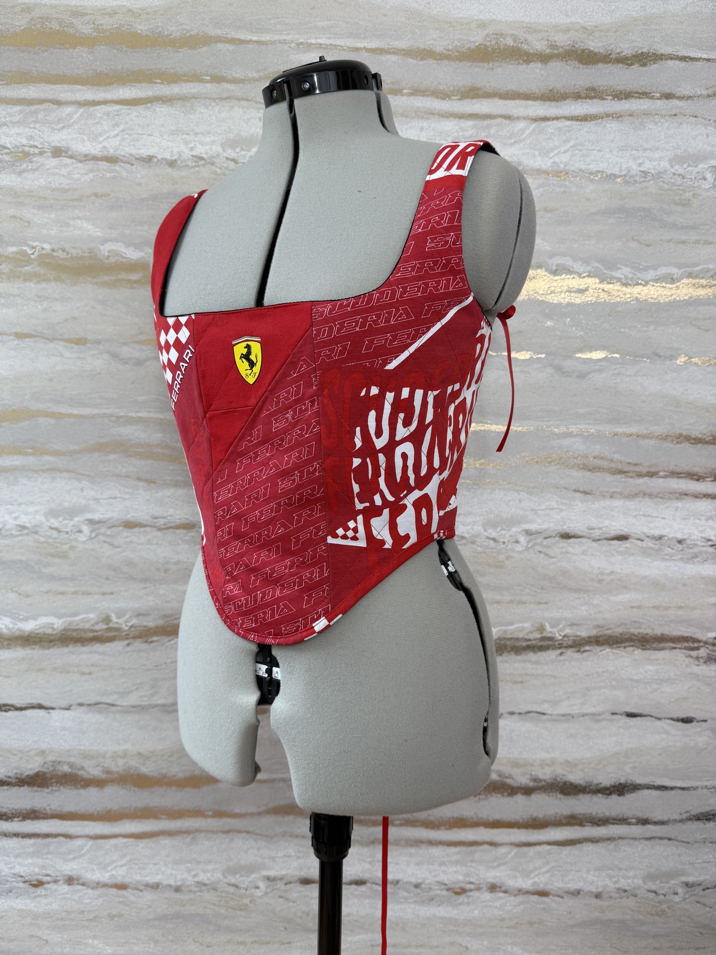 Reworked Ferrari cropped Quilted corset style top - S