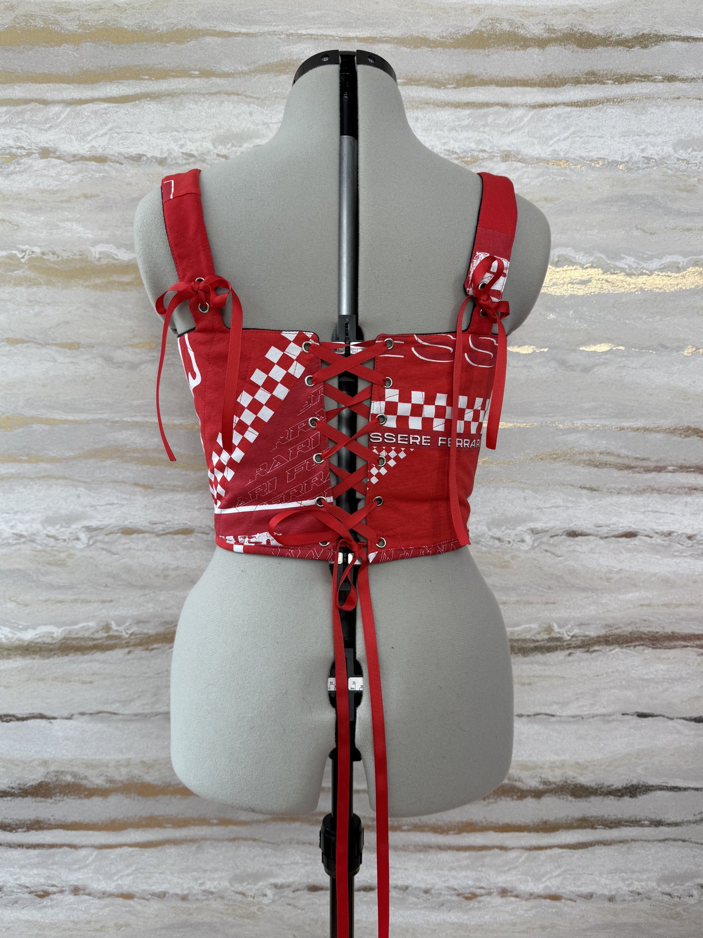 Reworked Ferrari cropped Quilted corset style top - S