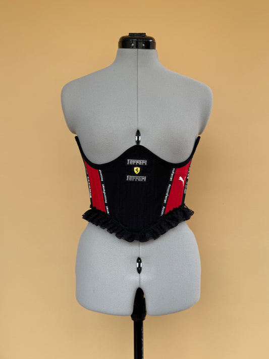 Sample Ferrari frilly corseted back lacing belt - XS