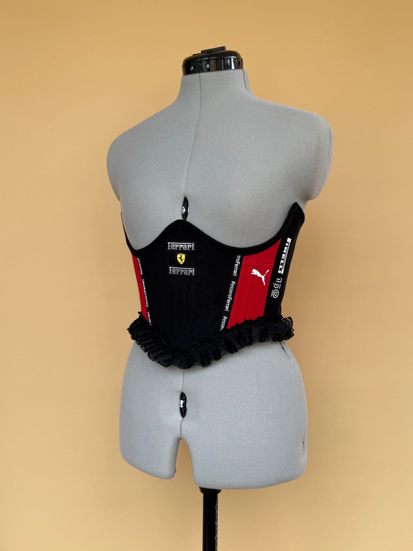 Sample Ferrari frilly corseted back lacing belt - XS